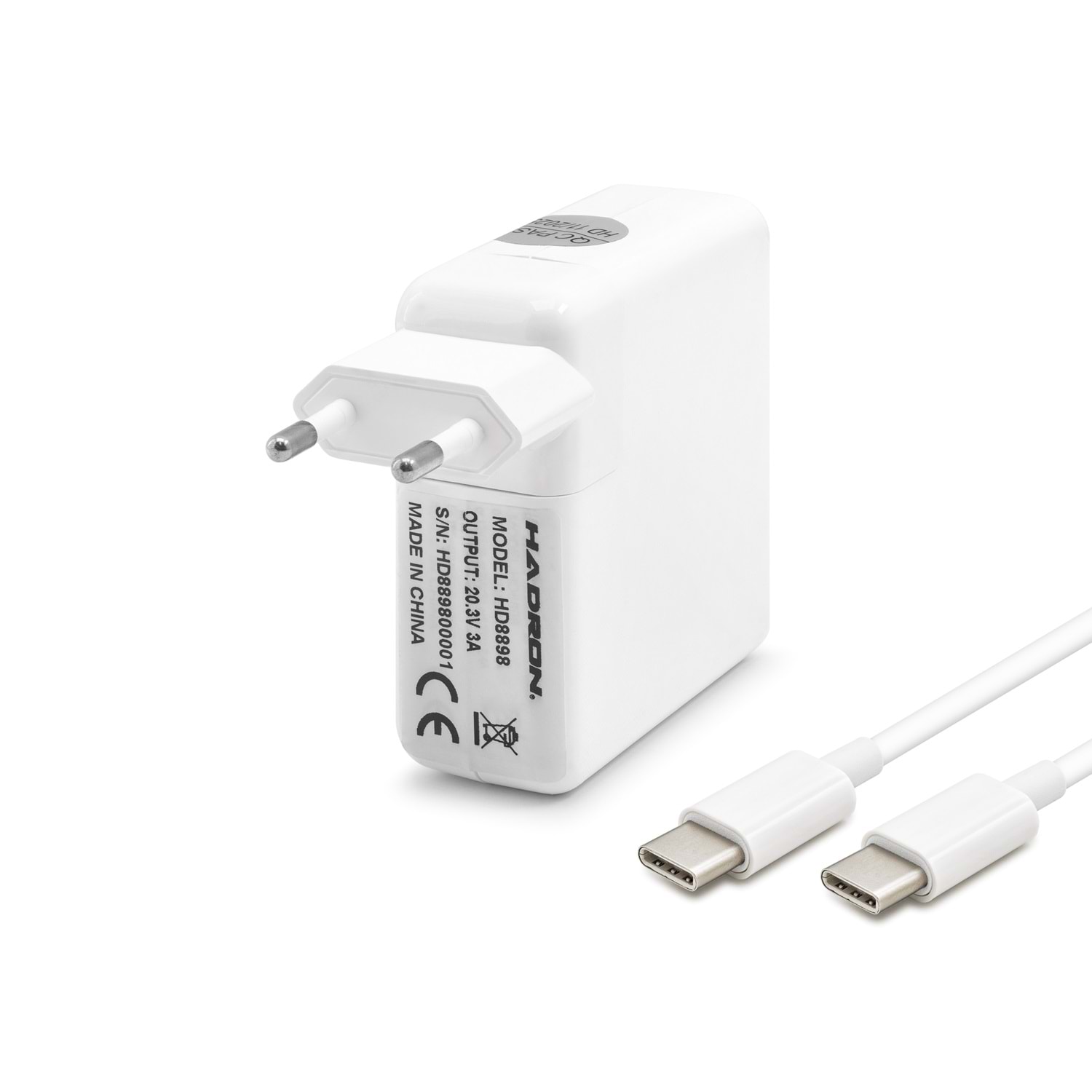HADRON HD8898 Laptop Adaptörü 60W 20.3V 3A Type-C Beyaz