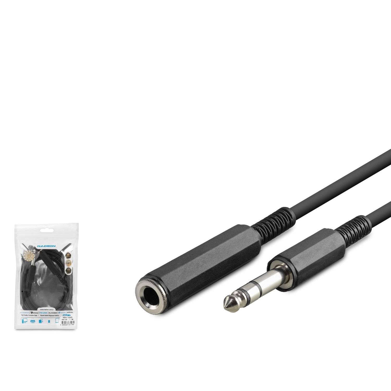 HADRON HDX1050 6.35 mm Stereo Jack Uzatma Kablosu 1.5 m Siyah