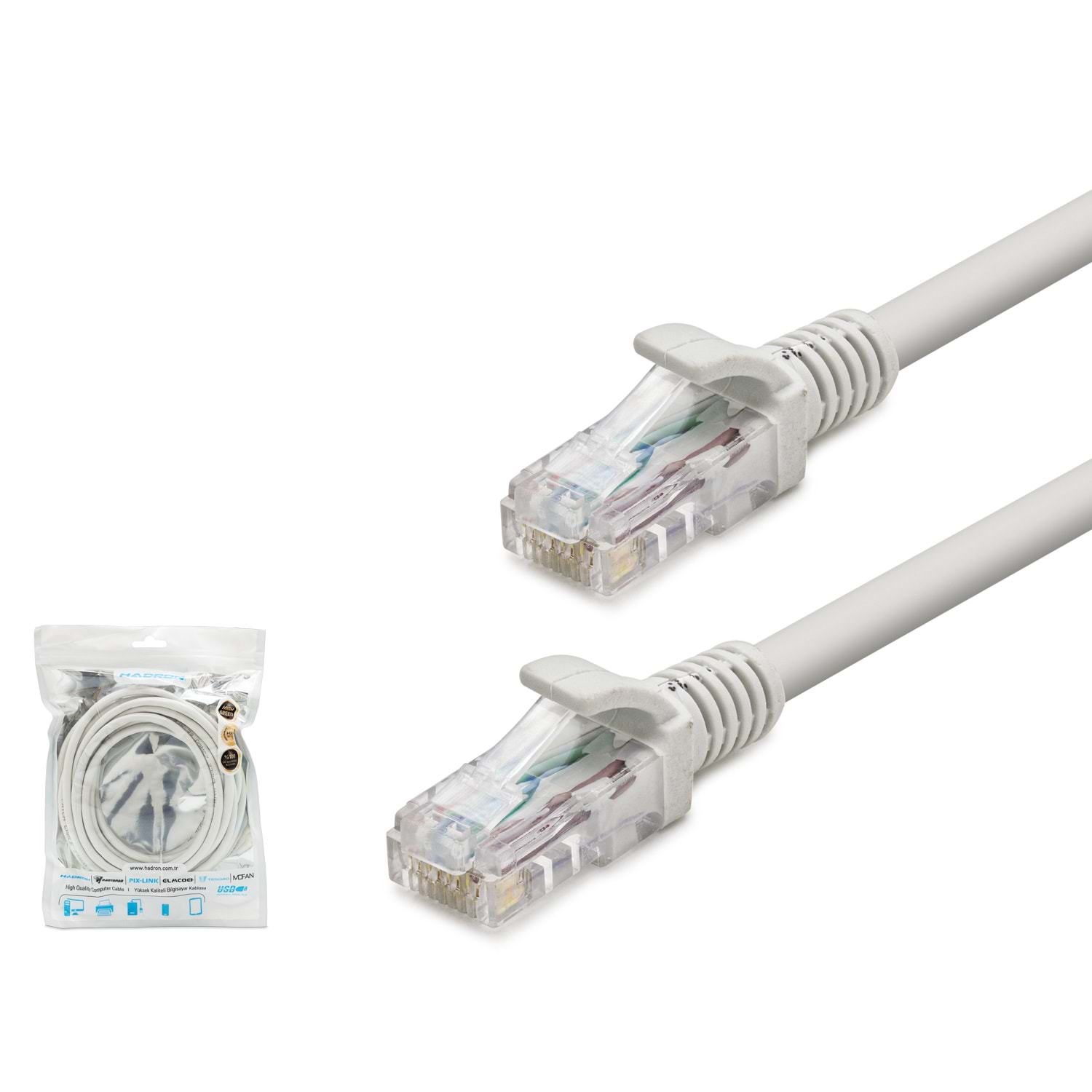 HADRON HDX5042 Cat6 Ethernet Patch Kablosu 1 Gbps 250 MHz 2 m Beyaz