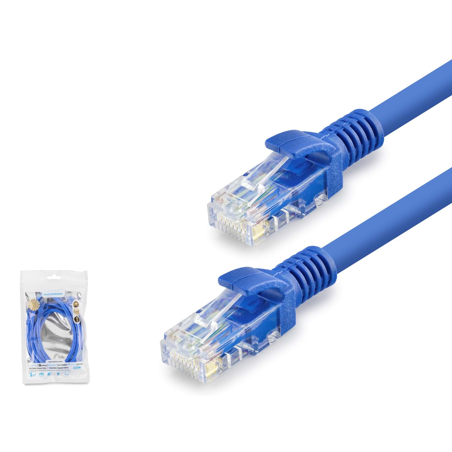 HADRON HDX5079 Cat6 Ethernet Patch Kablosu 1 Gbps 250 MHz 1.5 m Mavi