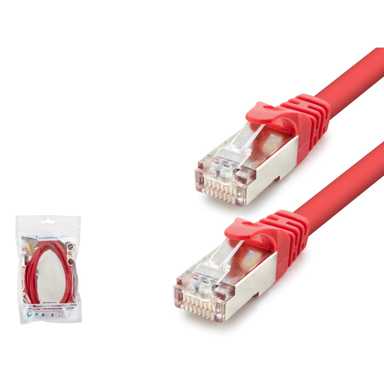 HADRON HDX5108 Cat7 Ethernet Patch Kablosu 10 Gbps 600 MHz 1.5 m Kırmızı