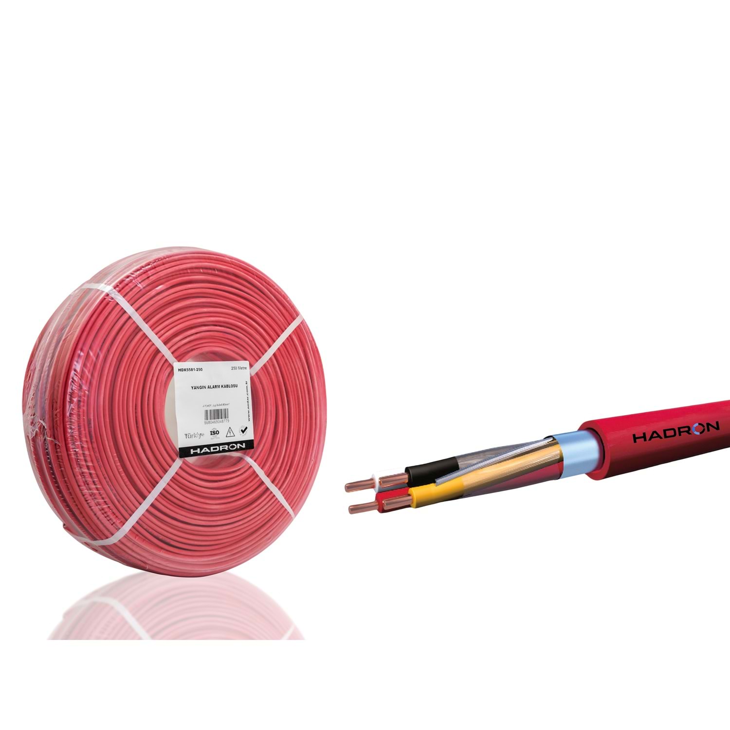 HADRON HDX5581-250 Yangın Alarm Kablosu J-Y(St)Y..Lg CCA 2x2x0.80 mm 250 m Kırmızı