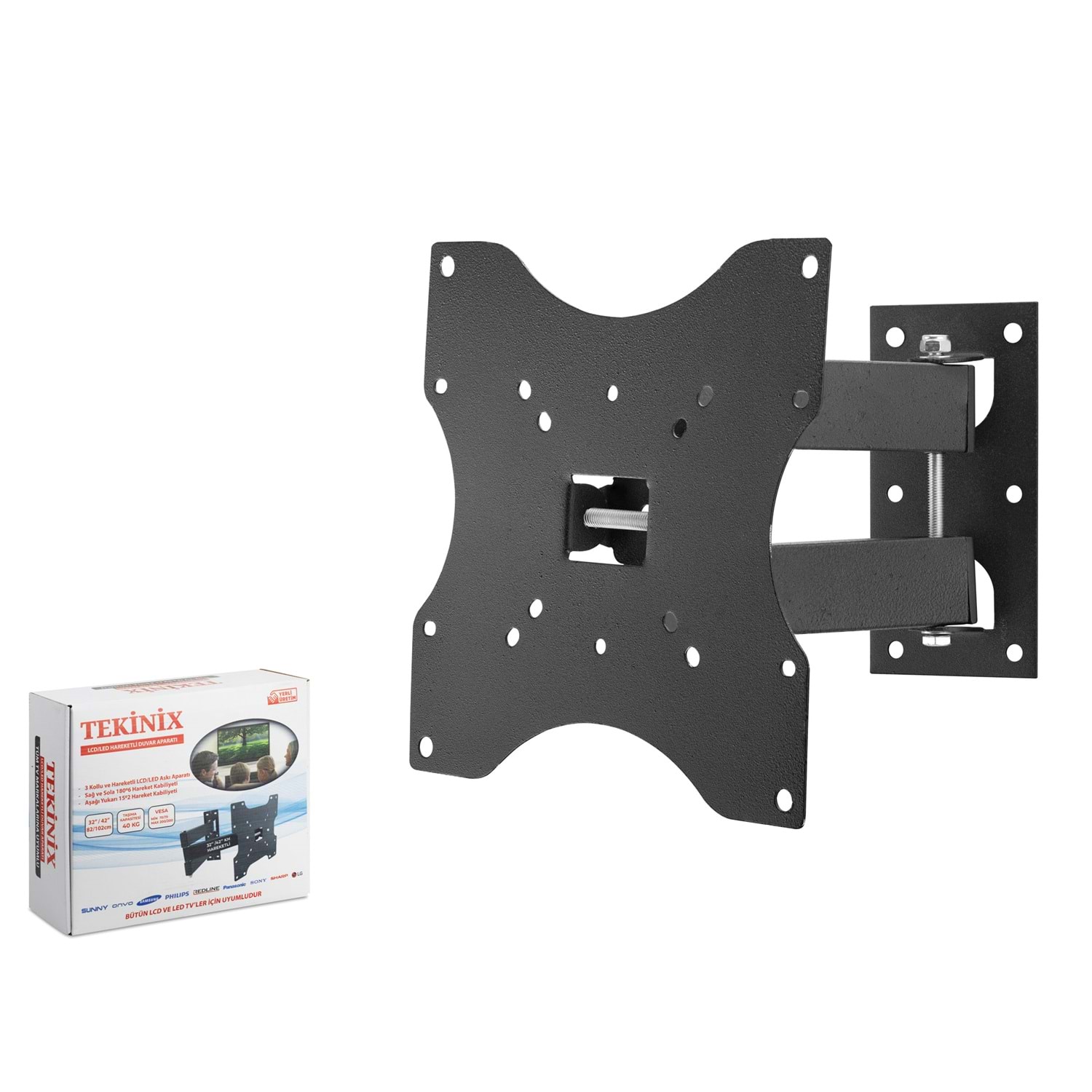 TEKINIX HDX8706 Hareketli TV Askı Aparatı 32-42 İnç 40 Kg Siyah