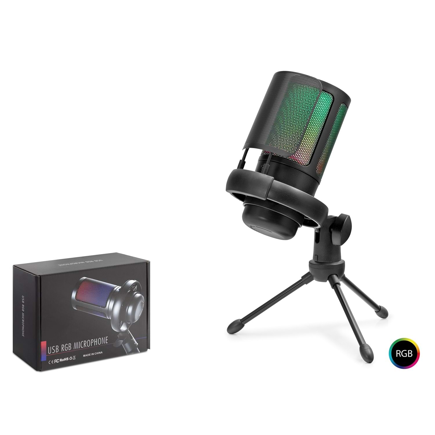 HADRON ME6S Gaming RGB Tripod Mikrofon Type-C 192kHz 24Bit Siyah