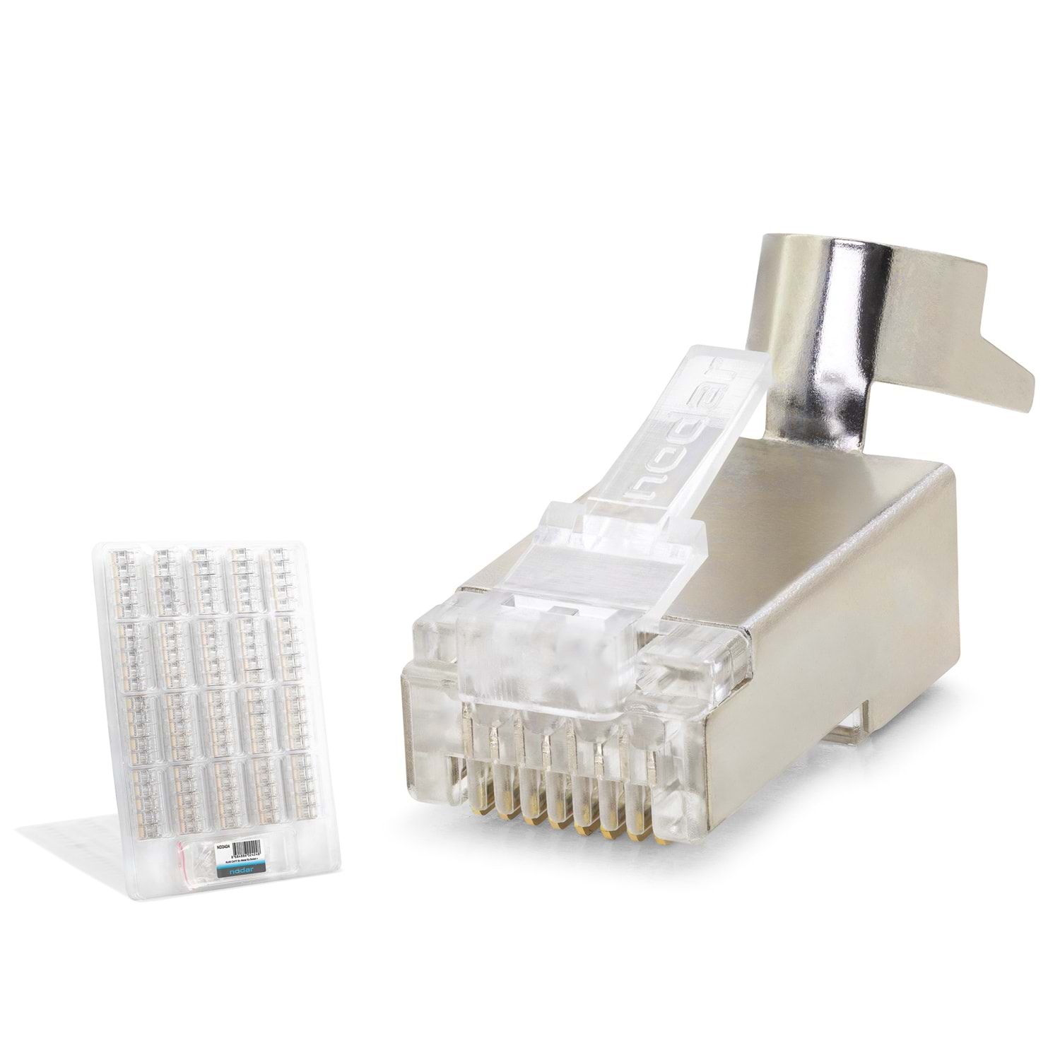 Kruxon ND2424 CAT7 EZ RJ45 Metal C Kalite Konnektör 100 Adetli Kutu Şeffaf