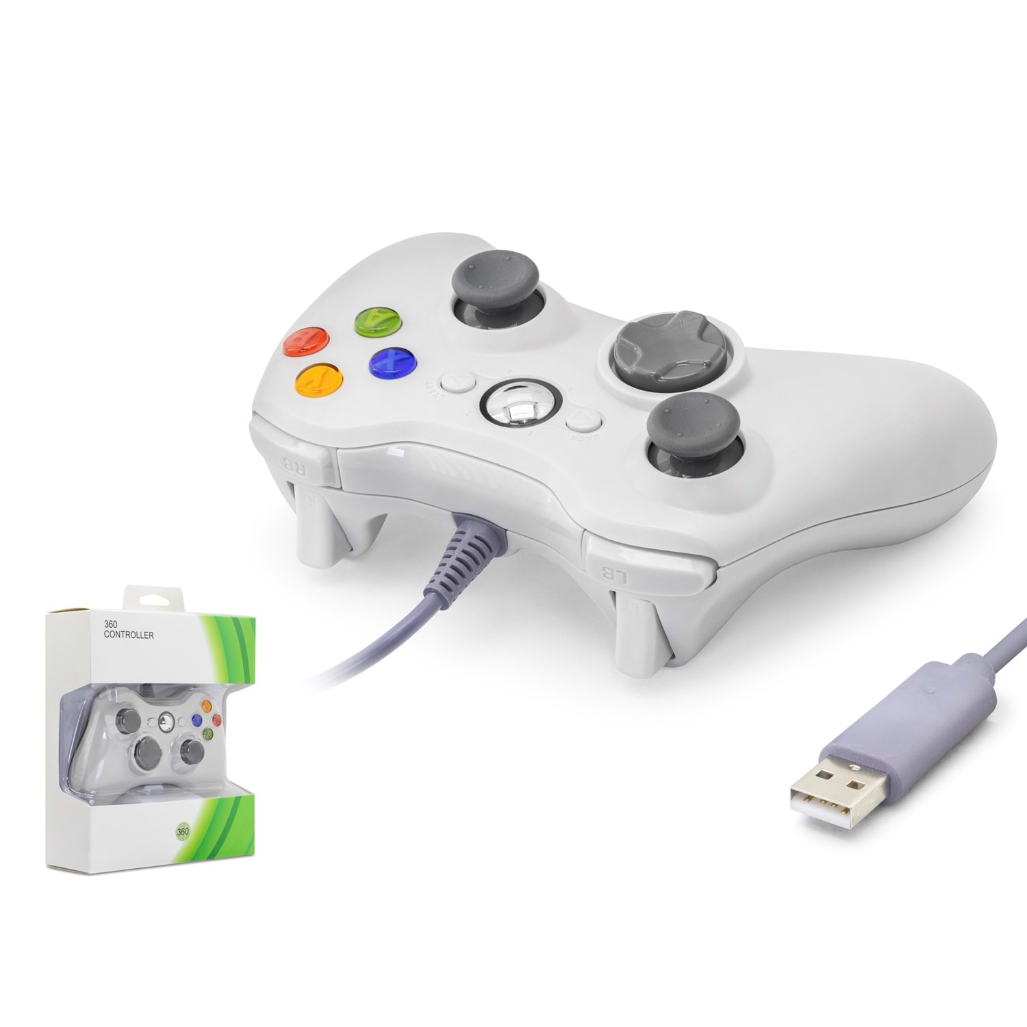 Kruxon ND506W PC Xbox 360 Uyumlu Kablolu USB GamePad Oyun Kolu Beyaz