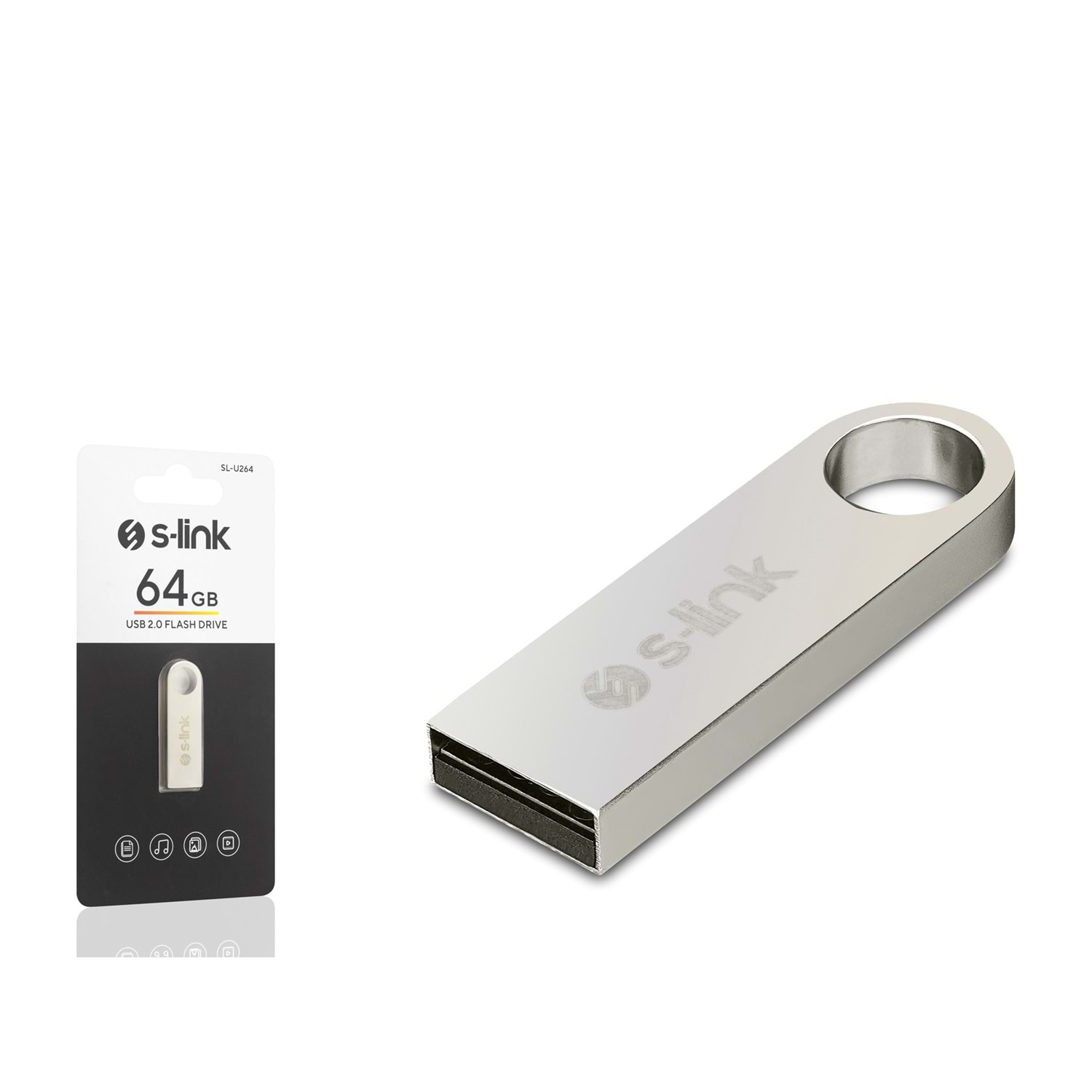 S-LINK SLU264 64 GB USB 2.0 Metal Gövde Flash Bellek Gümüş