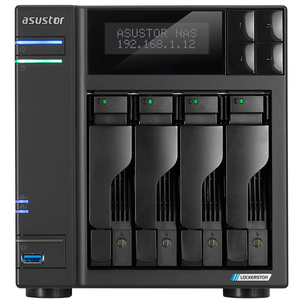 ASUSTOR AS6704T 4 BAY NAS(4X22TB Desteği), 4GB DDR4, M.2 x4, PCIe x1, 2.5GbE x2 DEPOLAMA ÜNİTESİ