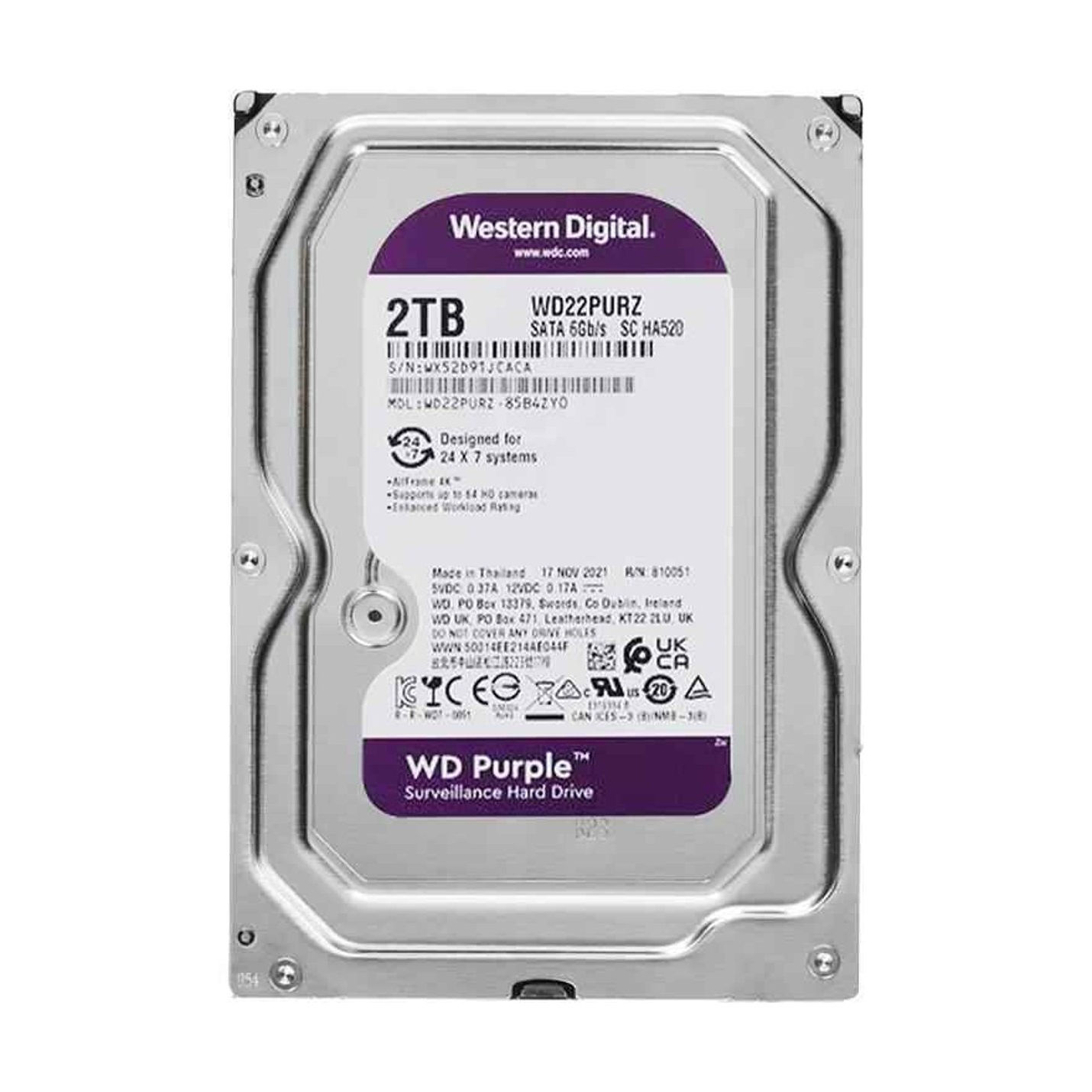 WD PURPLE 2TB 5400RPM 64MB SATA3 WD23PURZ 7/24 HDD RESMİ DİSTİ GARANTİLİ