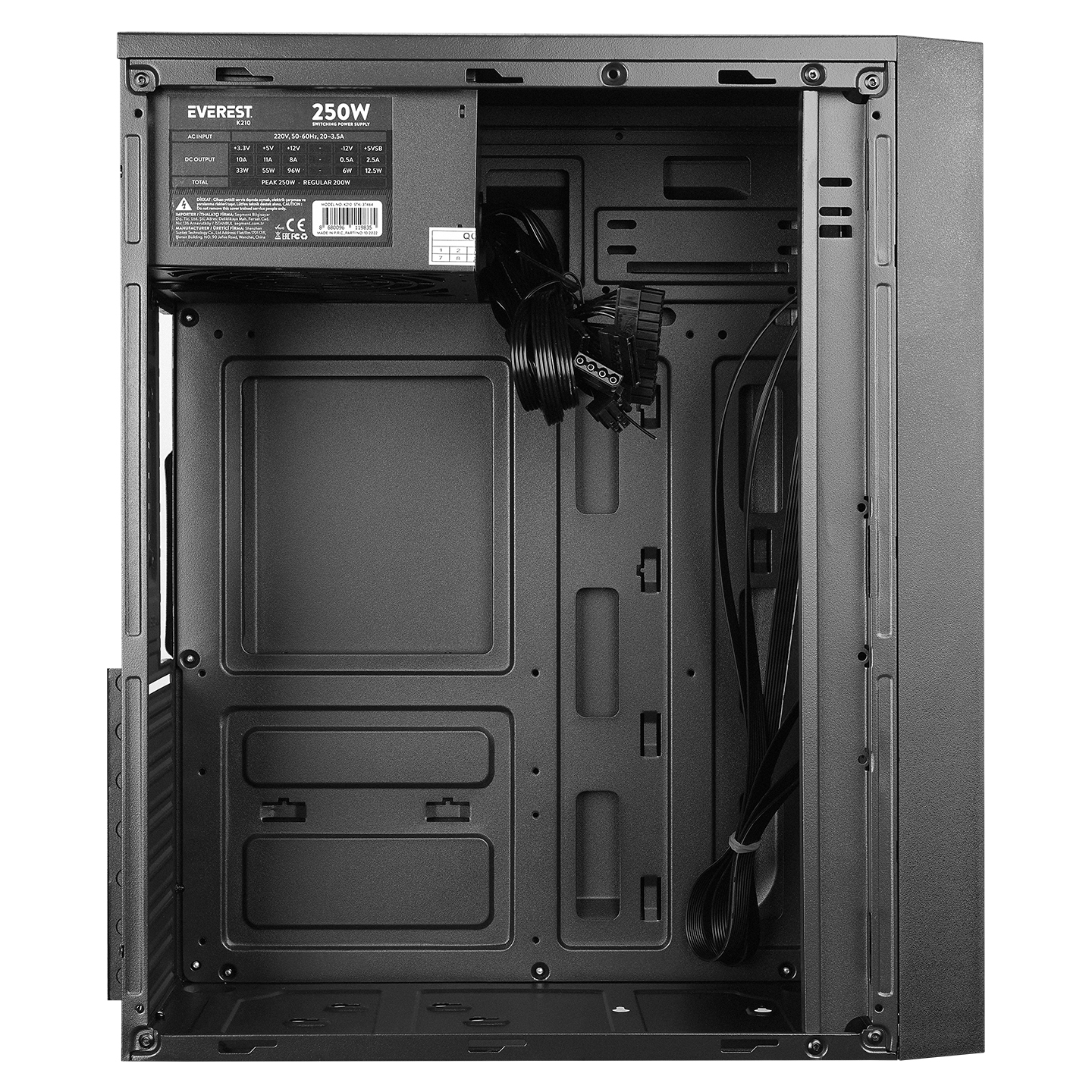 EVEREST K210 250W ATX 2xUSB2.0 SİYAH KASA