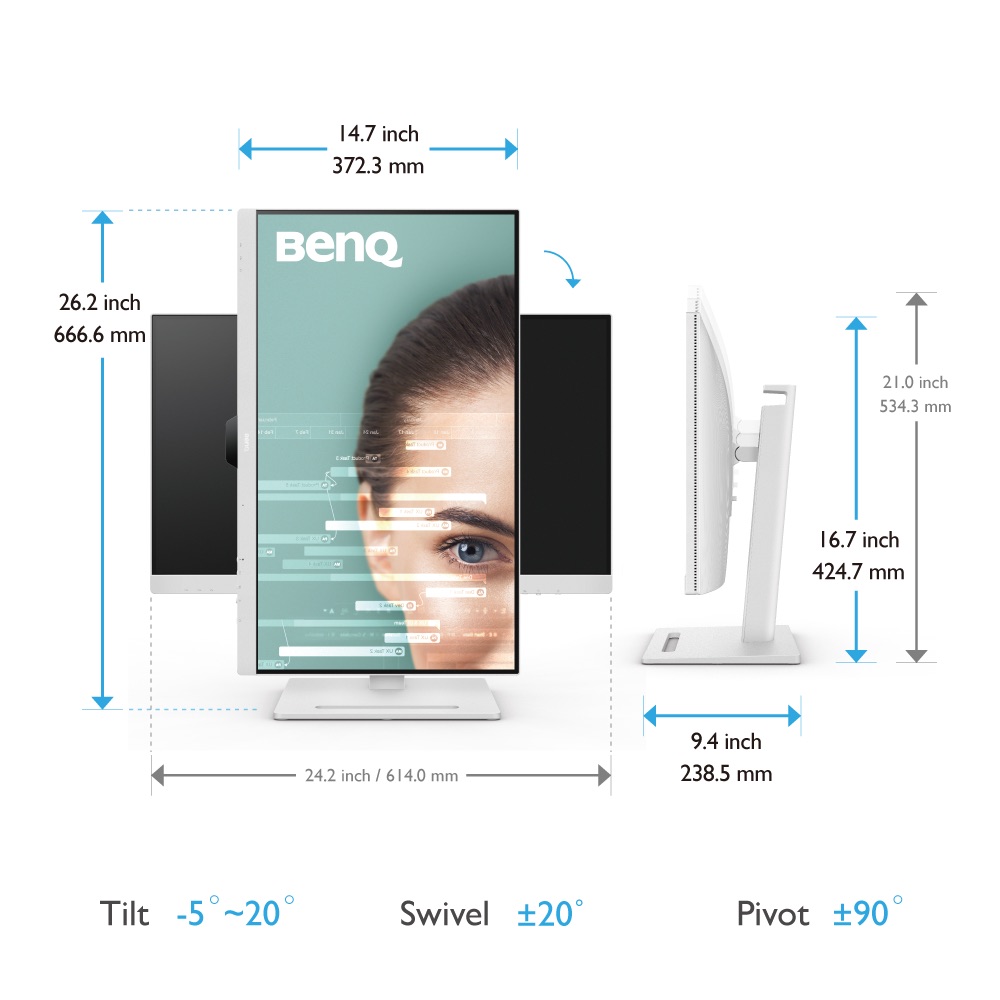 BENQ GW2790QT 27" 5MS 75HZ 2K 2560x1440 2xDP/HDMI/USB-C PIVOT BEYAZ IPS LED MONITOR