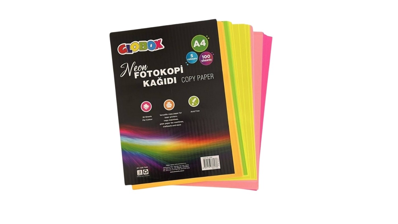 GLOBOX 3693 A4 FOTOKOPİ KAĞIDI NEON 100'LÜ *24