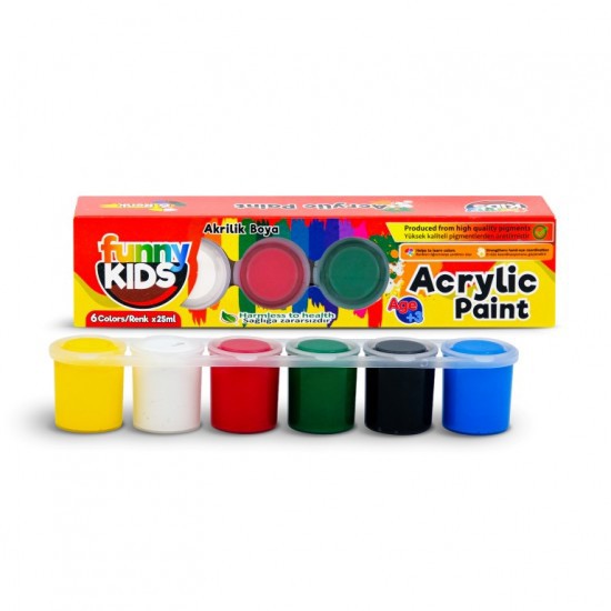 FUNNY KIDS AKRİLİK BOYA 6'LI 60 cc*72