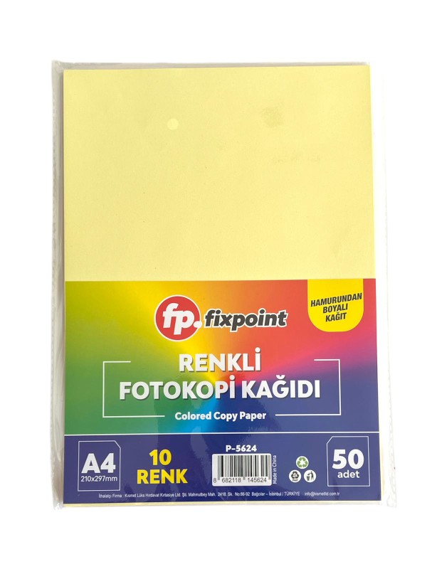 FİXPOİNT P-5624 RENKLİ A4 FOTOKOPİ KAĞIDI 50'Lİ*120