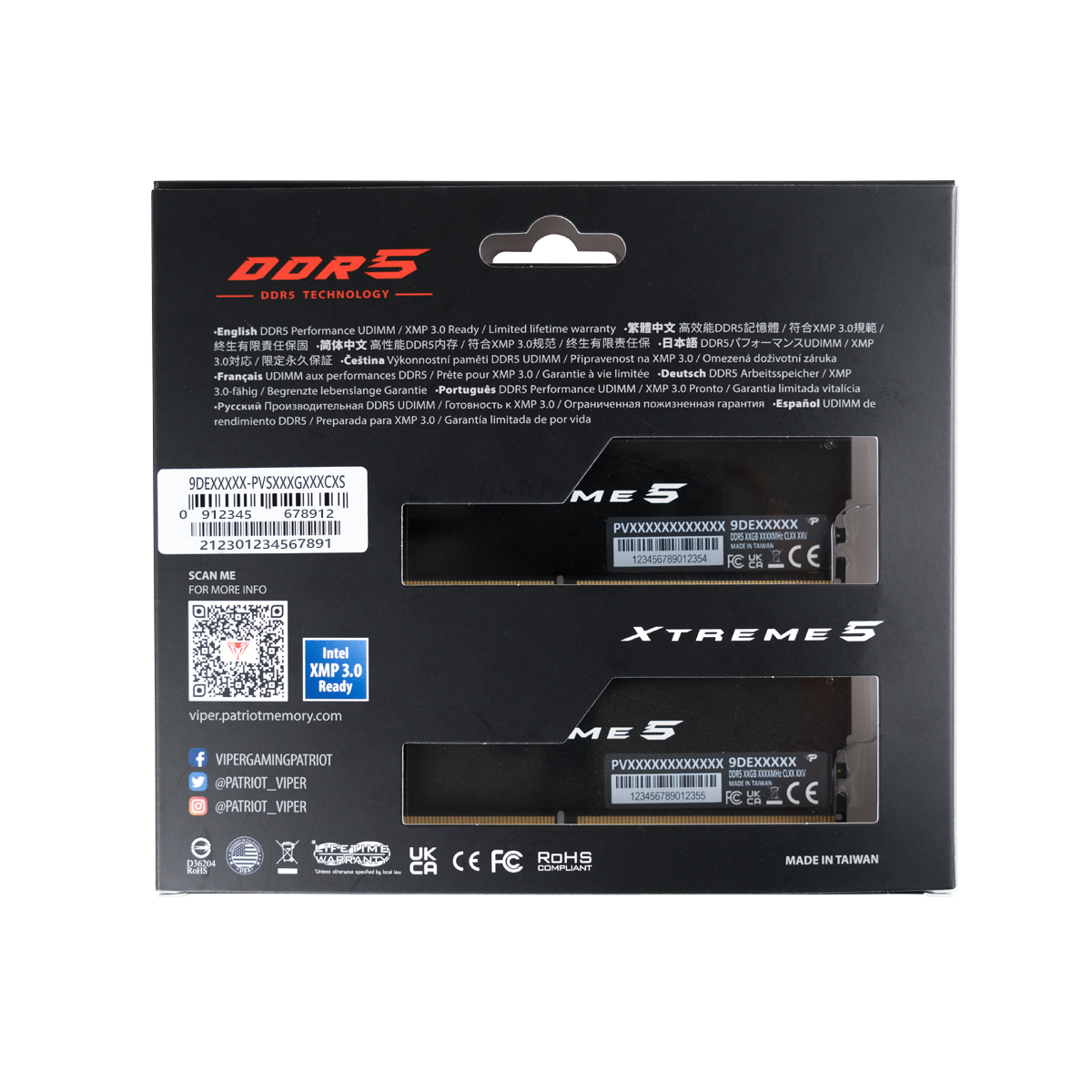 Patriot Viper Xtreme5 PVX548G64C32K 48GB(2x24GB) DDR5 6400MHz CL32 UDIMM Ram(Bellek)