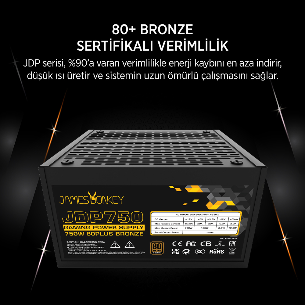 James Donkey JDP750 APFC 12CM 750W Bronze 80+ Power Supply