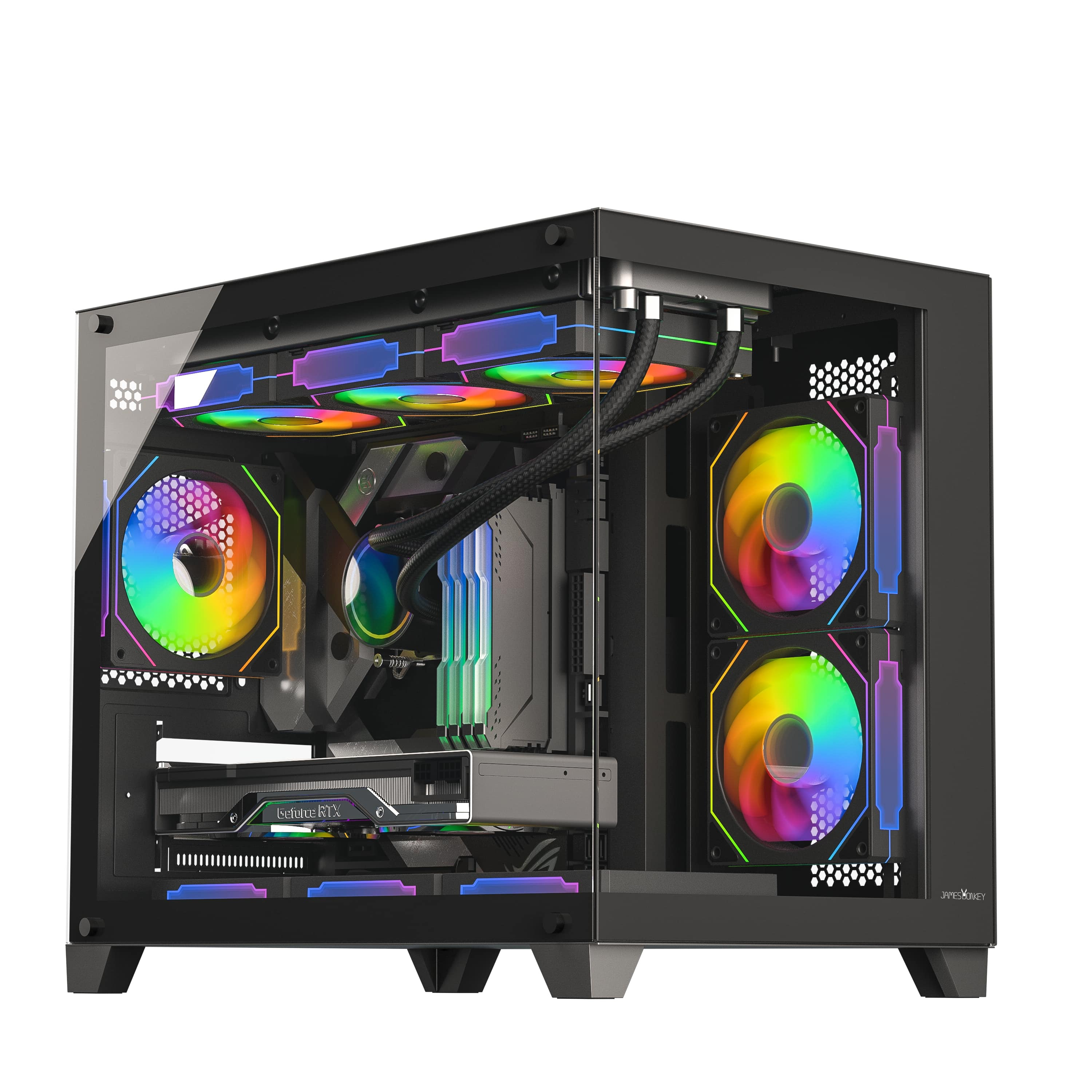 James Donkey Stark S700 3xARGB Temperli Cam 650W 80+ Bronze mATX Siyah Gaming (Oyuncu) Kasa