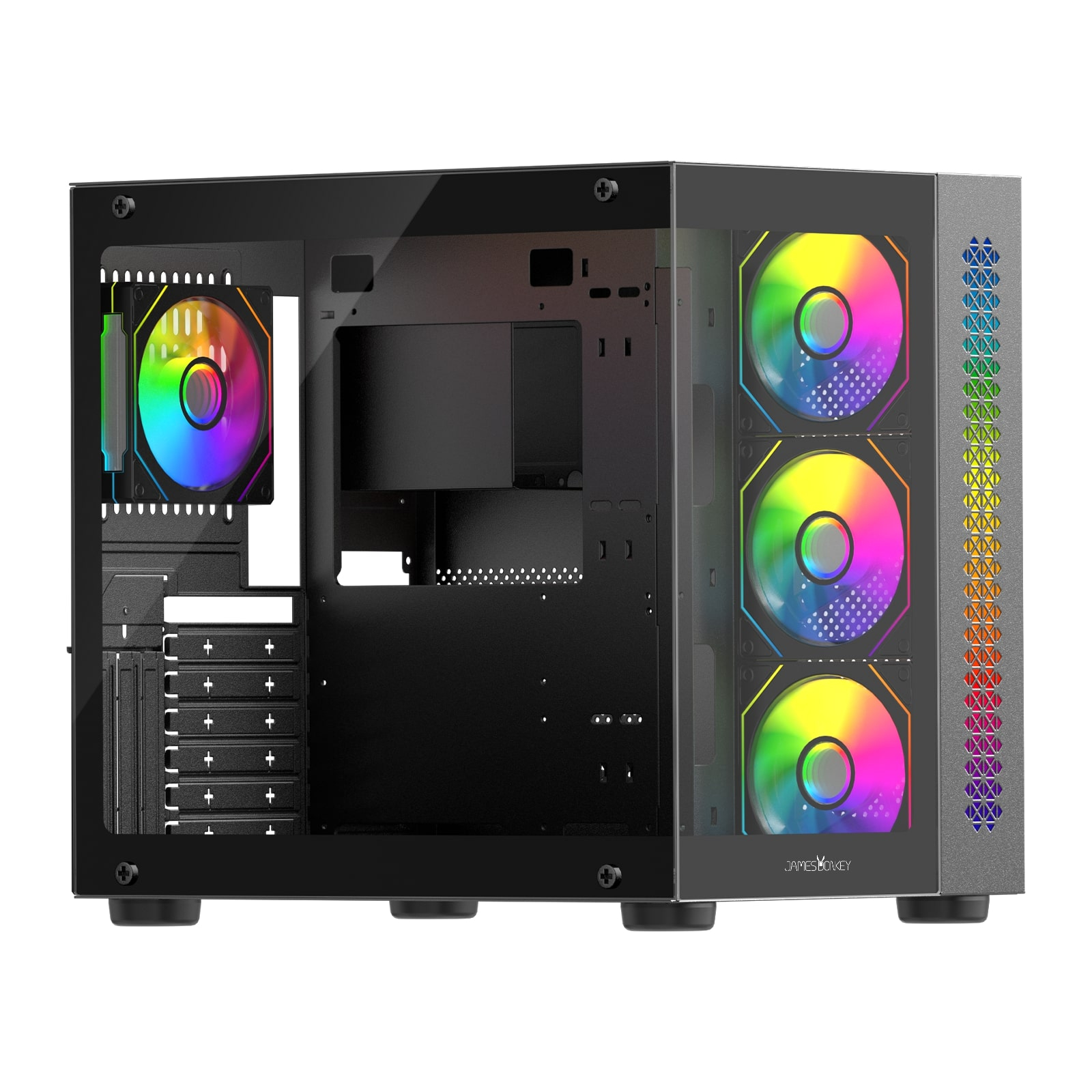 James Donkey Stark S800 4xARGB Temperli Cam 750W 80+ Bronze ATX Siyah Gaming (Oyuncu) Kasa