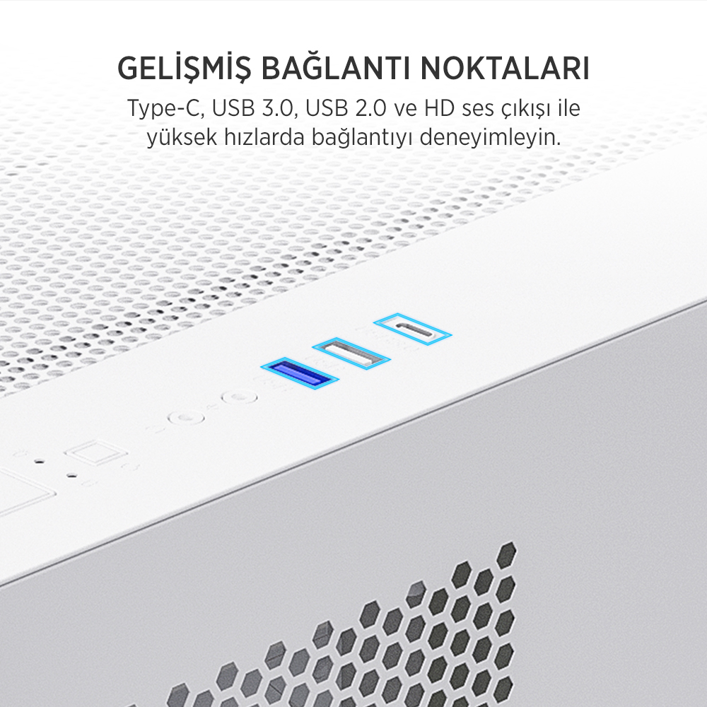 James Donkey Stark S700 3xARGB Temperli Cam mATX Beyaz Gaming (Oyuncu) Kasa