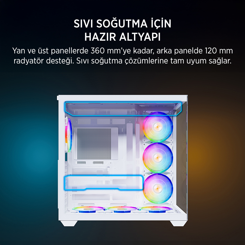 JAMES DONKEY STARK S801 7X ARGB 650W GAMING CASE WHITE