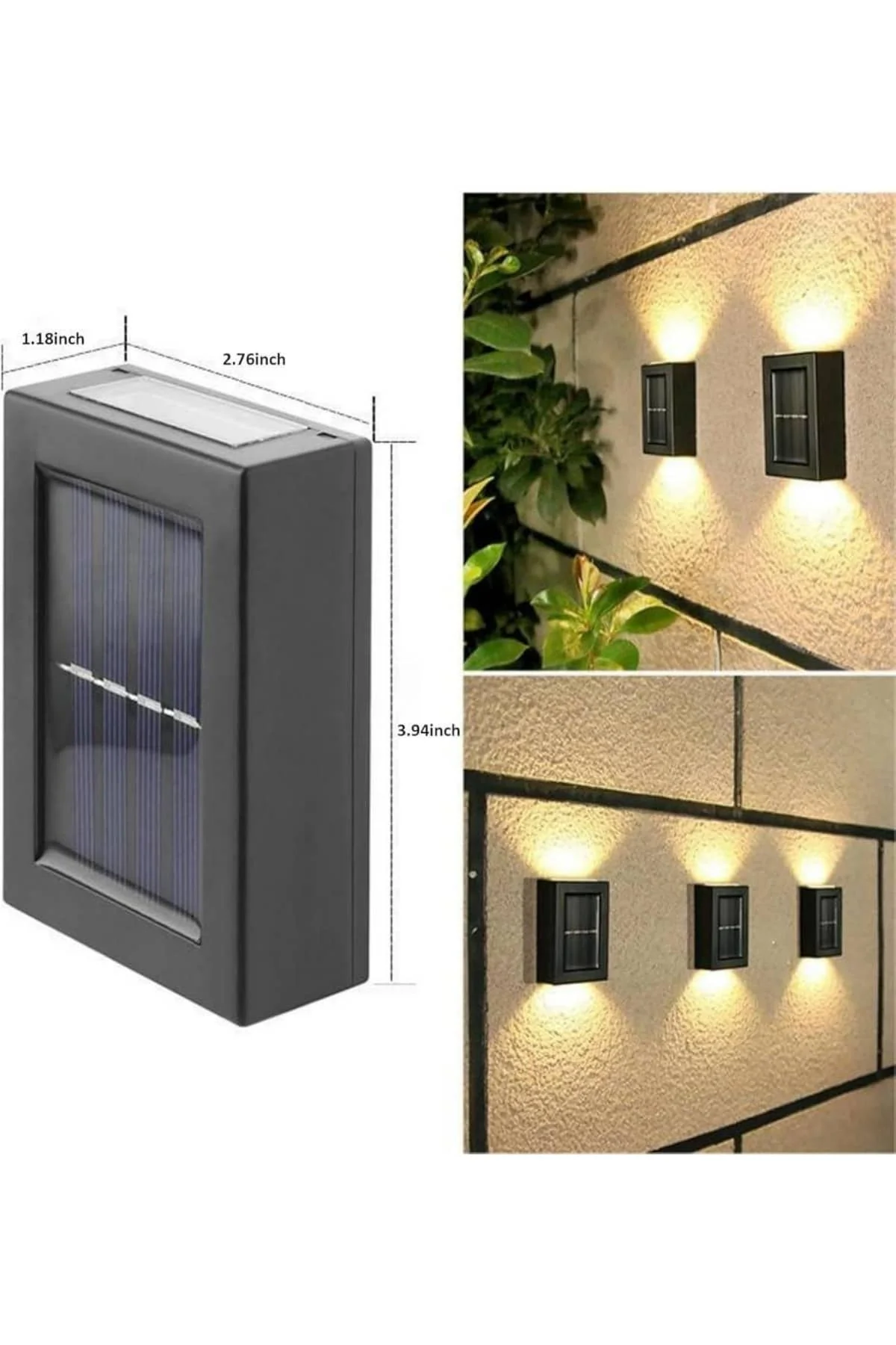 Dekoratif Duvar Lambası Solar Güneş Enerjili Bahçe Aydınlatması