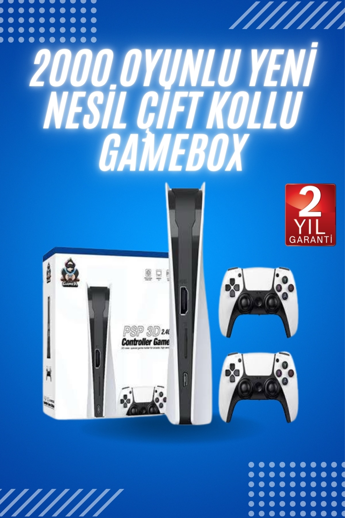 4K HD Klasik Retro Game Box 3000 Oyunlu Çift Kollu Çift Kişilik Oyun Konsolu