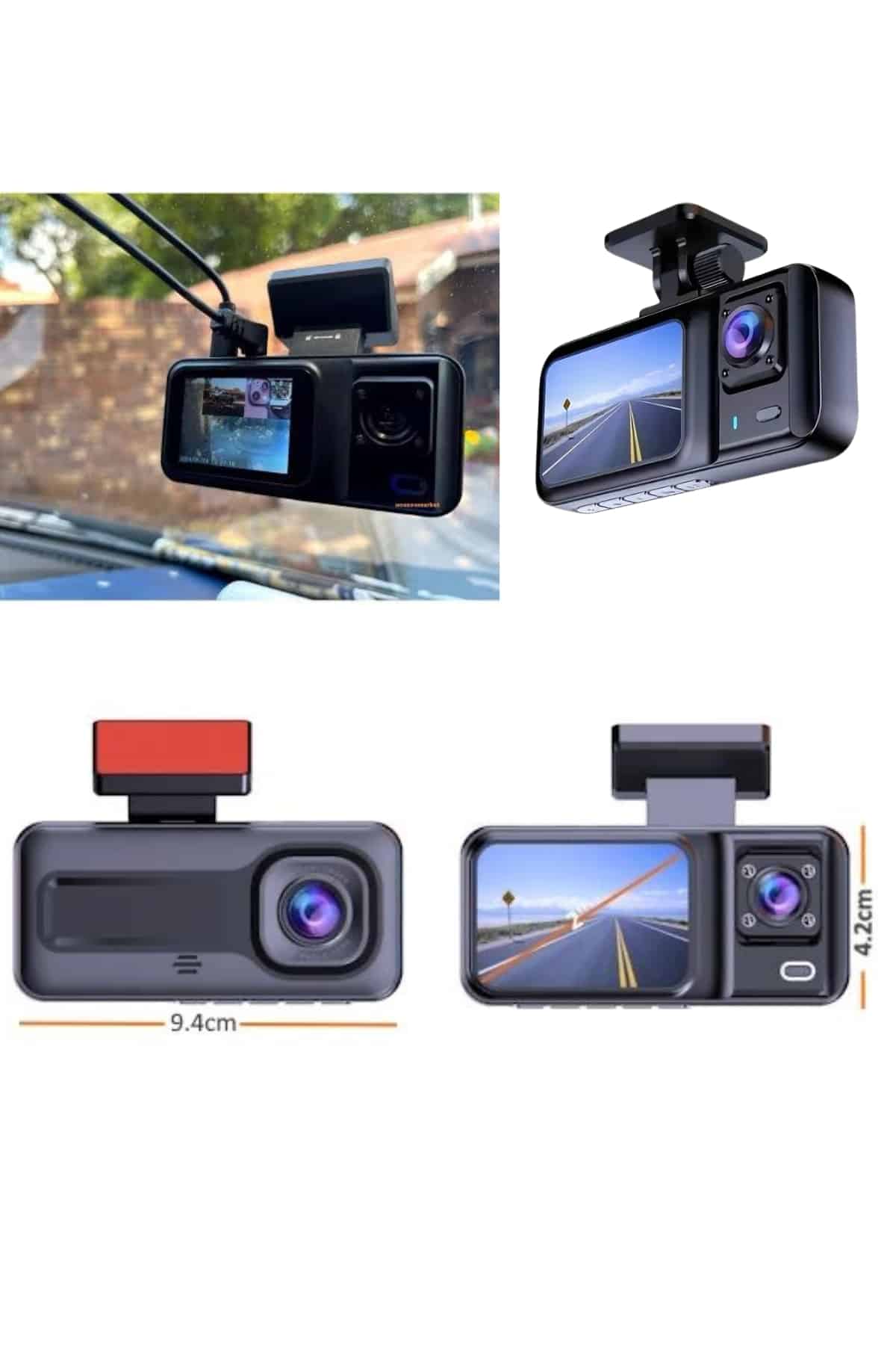 Ön ve Arka Kameralı 2 İnç 1080P Full HD DVR Araç İçi Ekran