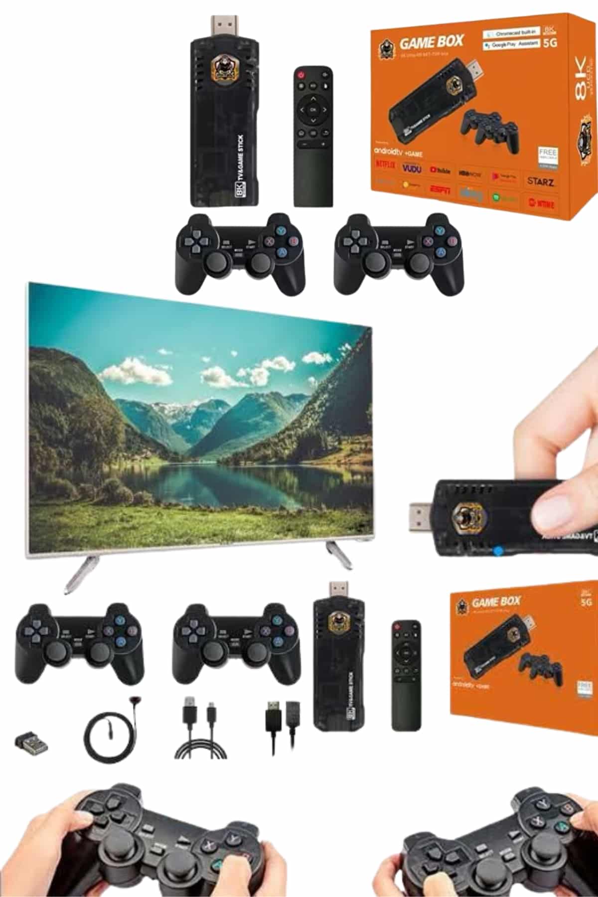 Game Box Android Tv 36500 Oyunlu Atari 5g 8k HDR Ultra HD 64 GB