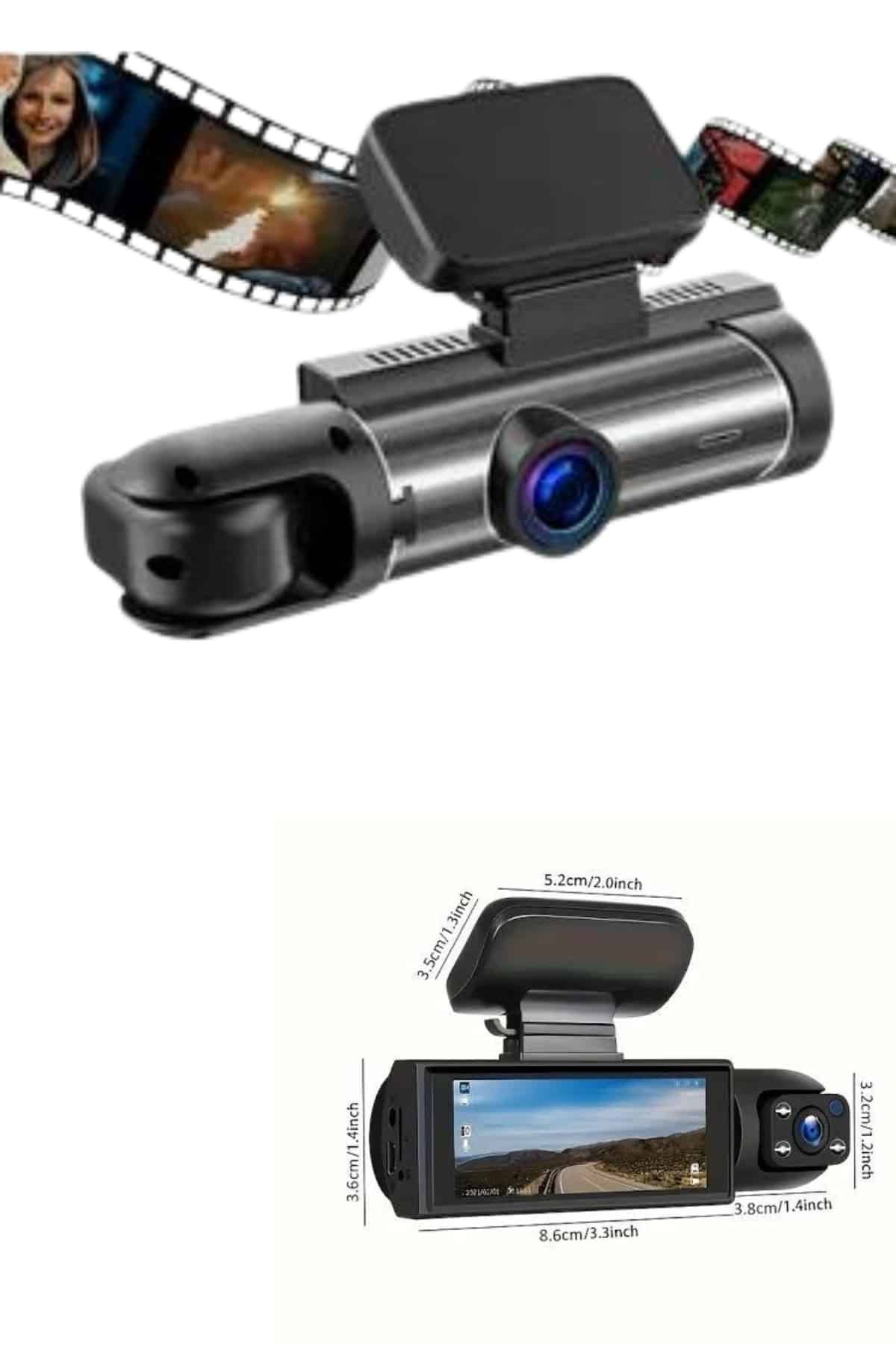 Araç İçi Full Hd Kamera Ön ve Arka Kameralı Ekranlı Araç Kamerası