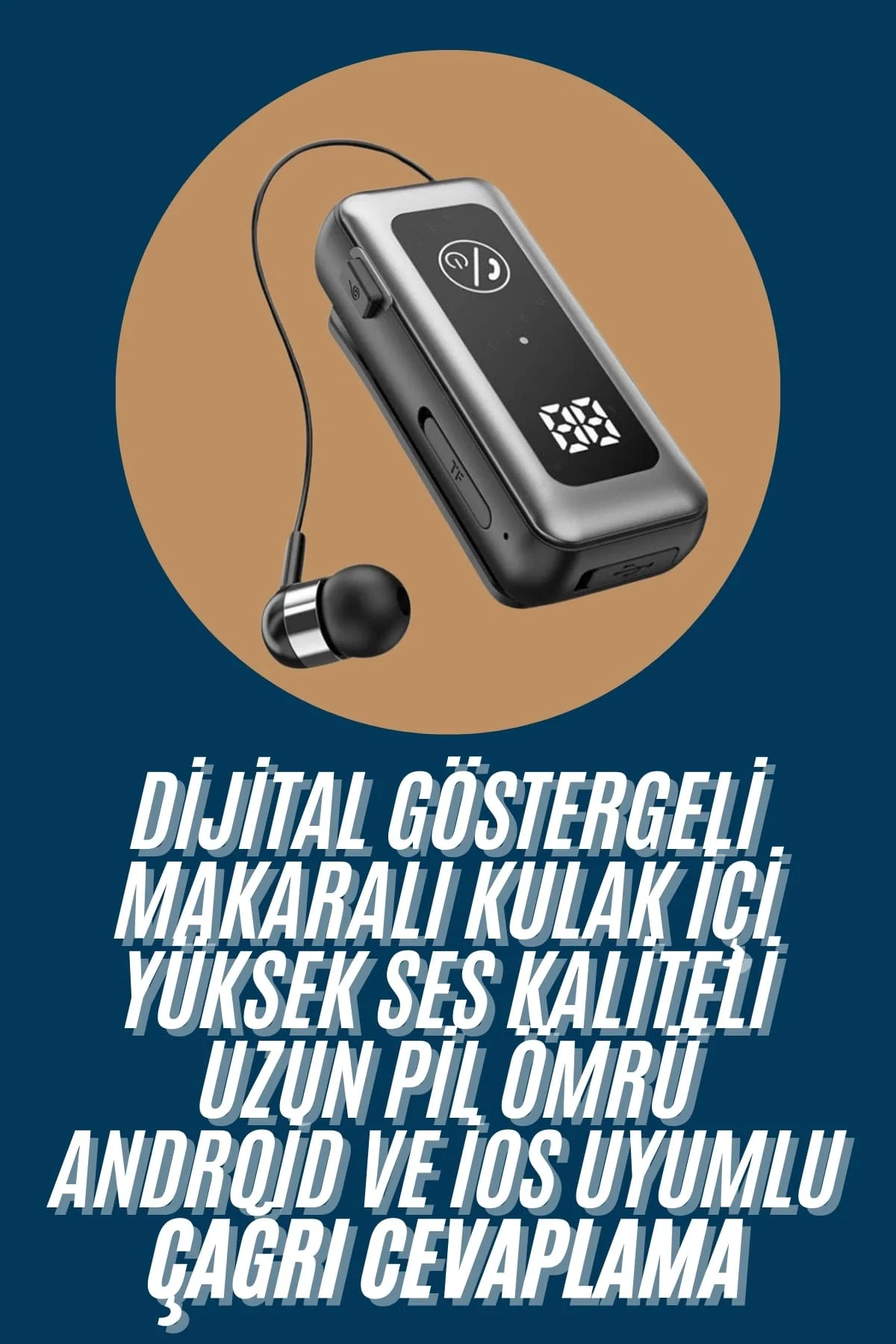 Makaralı Kulaklık SD Kart Girişli Dijital Göstergeli Kablolu Bluetooth Kulaklık