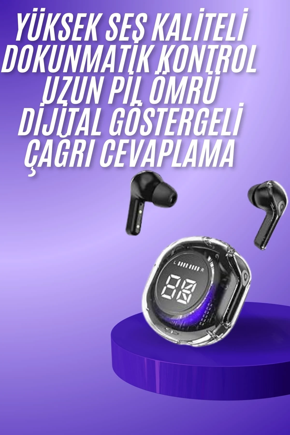 Yeni Nesil Bluetooth Kulaklık Dijital Göstergeli  Dokunmatik 5.3 Kablosuz