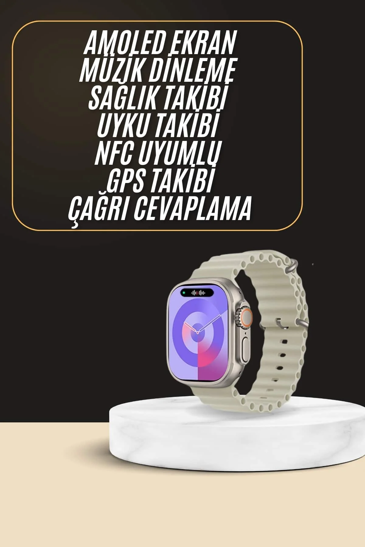 Uyku ve Sağlık Takibi Yapabilen GPS Uyumlu Plastik Kordonlu Akıllı Saat