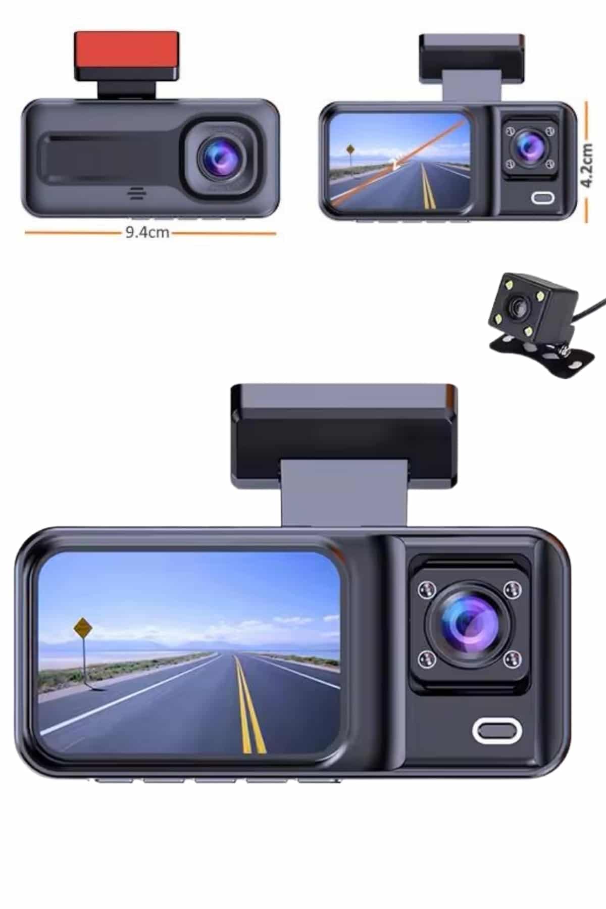 Ekranlı Sürüş Kaydedici DVR Ön ve Arka Kameralı Full HD Çözünürlüklü