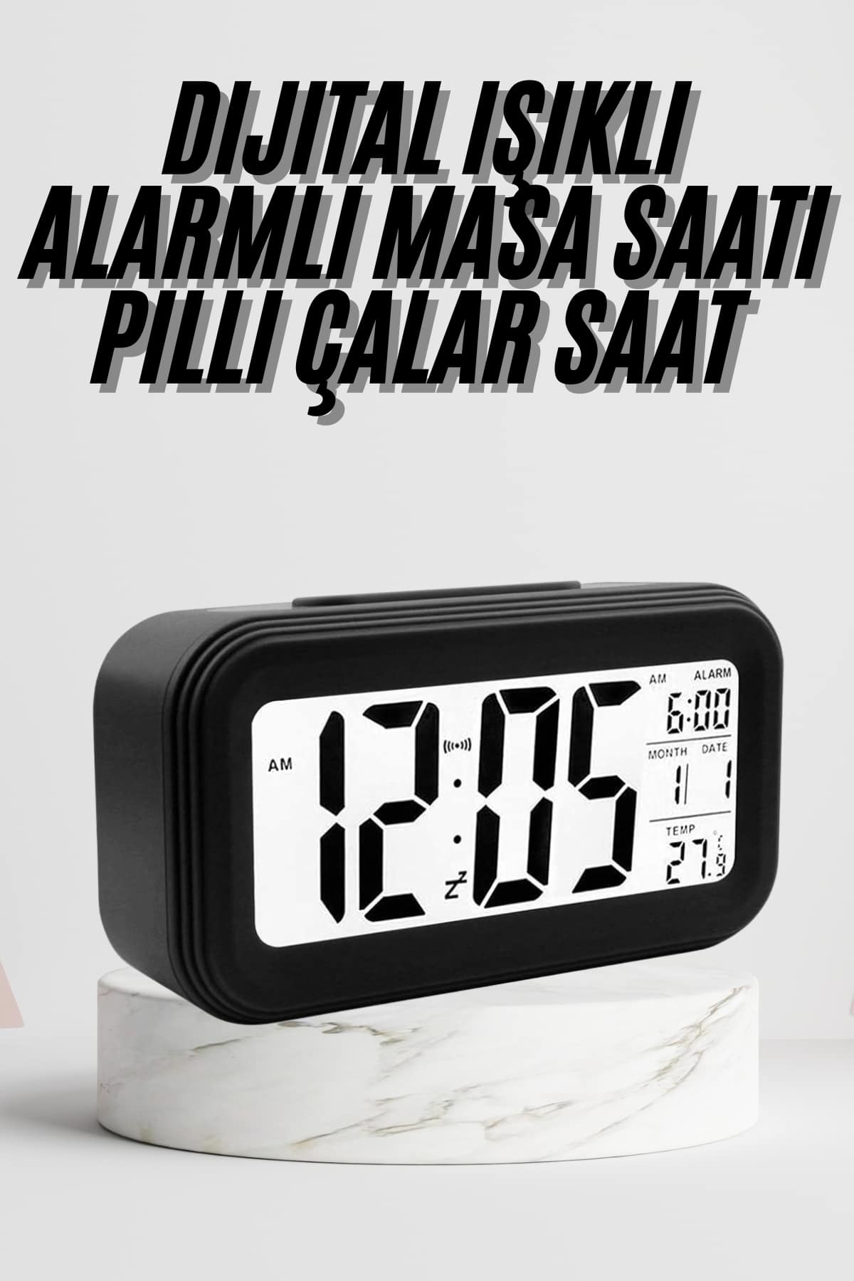 Dijital Masa Saati Termometre Takvim Led Ekran Pilli Ev Ofis Masası
