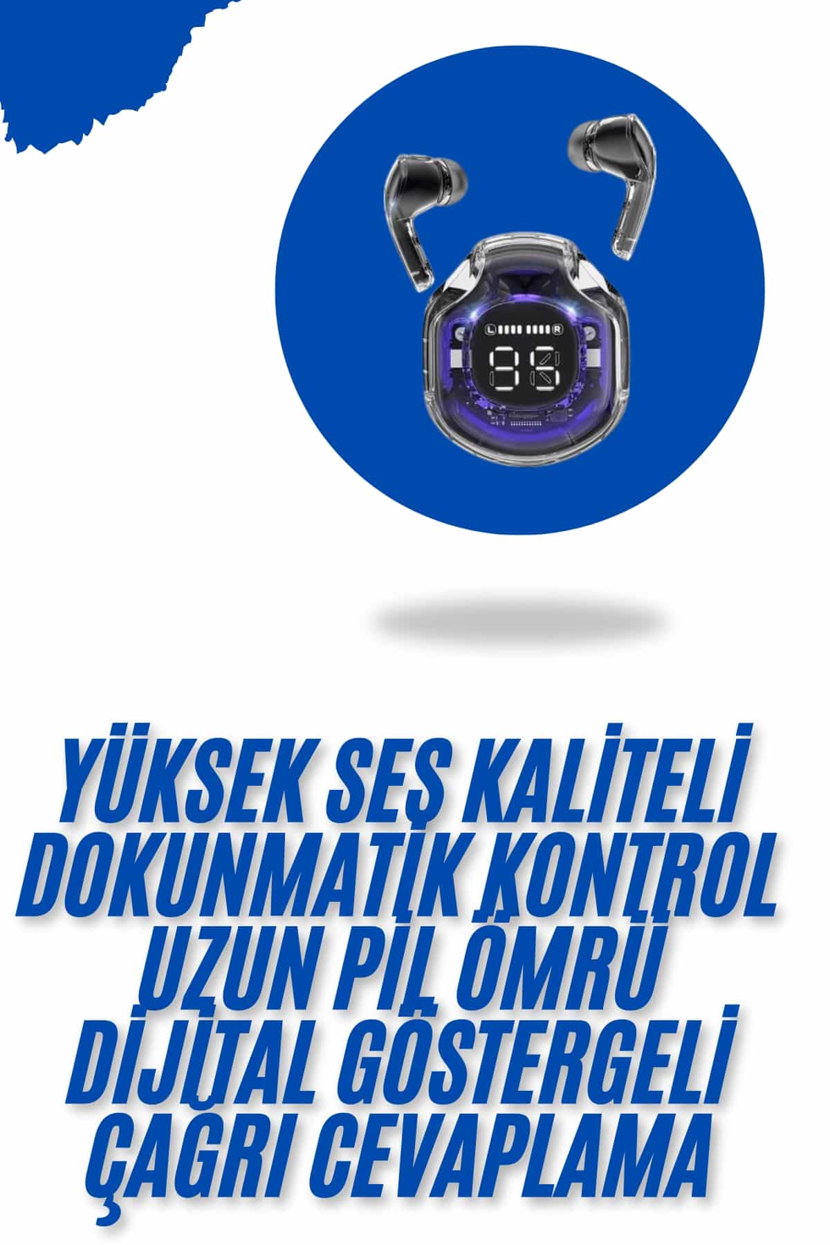Kablosuz Dijital Göstergeli Powerbanklı IOS ve  Android Uyumlu Kulaklık