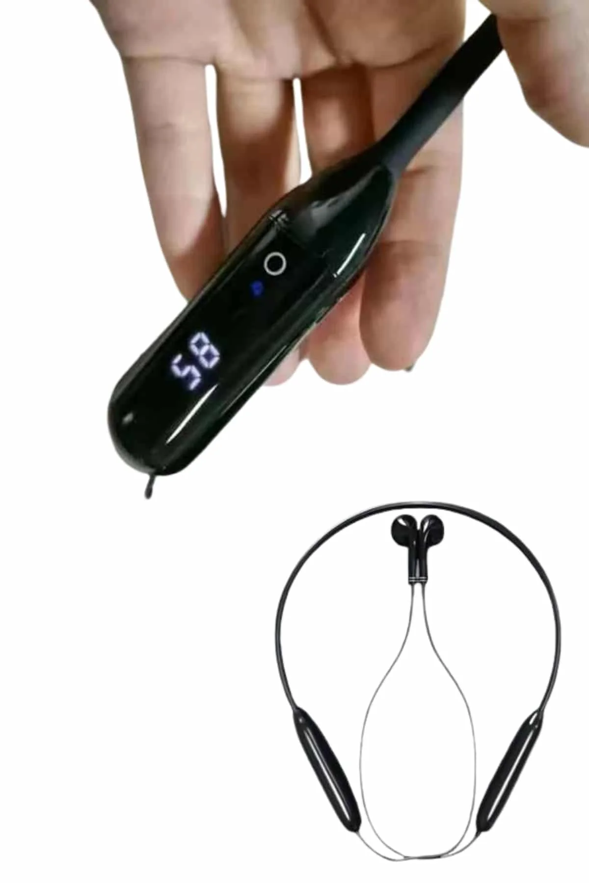 100 Saat Kablolu Boyun Askılı Dijital Göstergeli Bluetooth Kulaklık