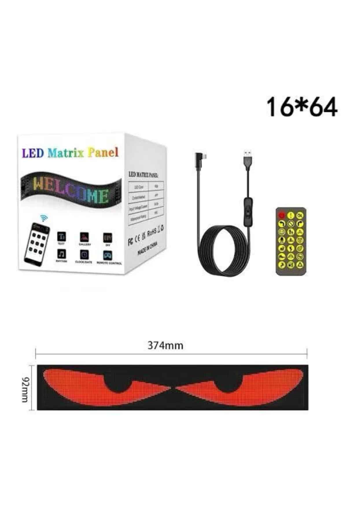 LED Matrix Panel RGB Ekran Kumandalı Araç Camına Uygun