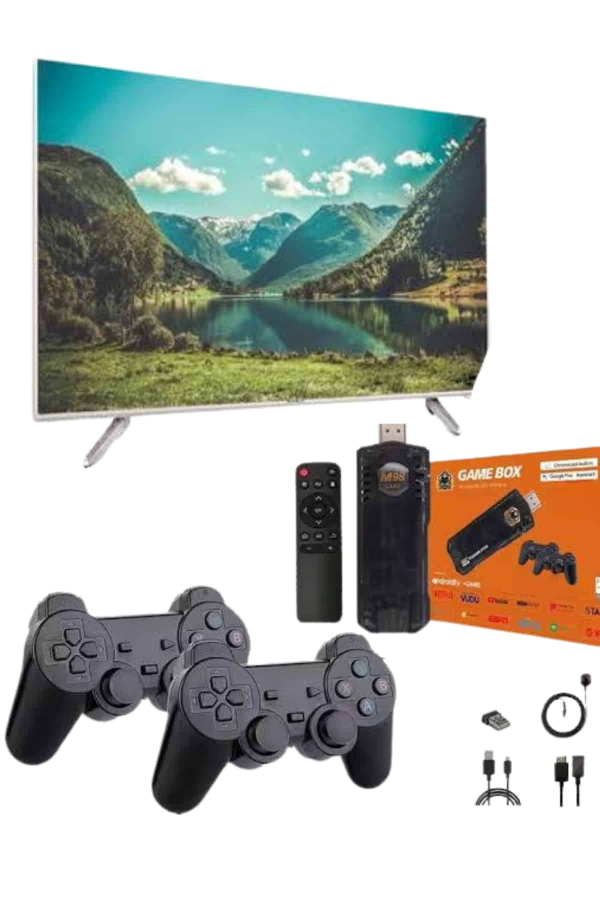 Game Stick Çift Oyun Konsolu Smart TV Game Box 8k Ultra HD 64 Gb