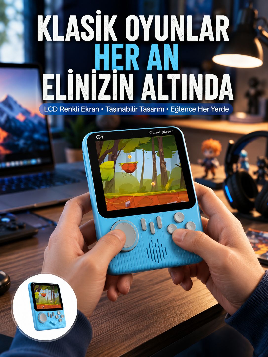 3.5 İnç Mini Atari Taşınabilir Oyun Konsolu 666 Adet Retro Oyun