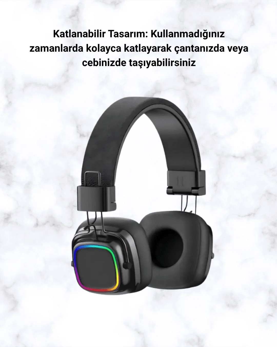 Renkli Işık Efektli Bluetooth 5.3 Müzik Kulaklığı Yeni Nesil
