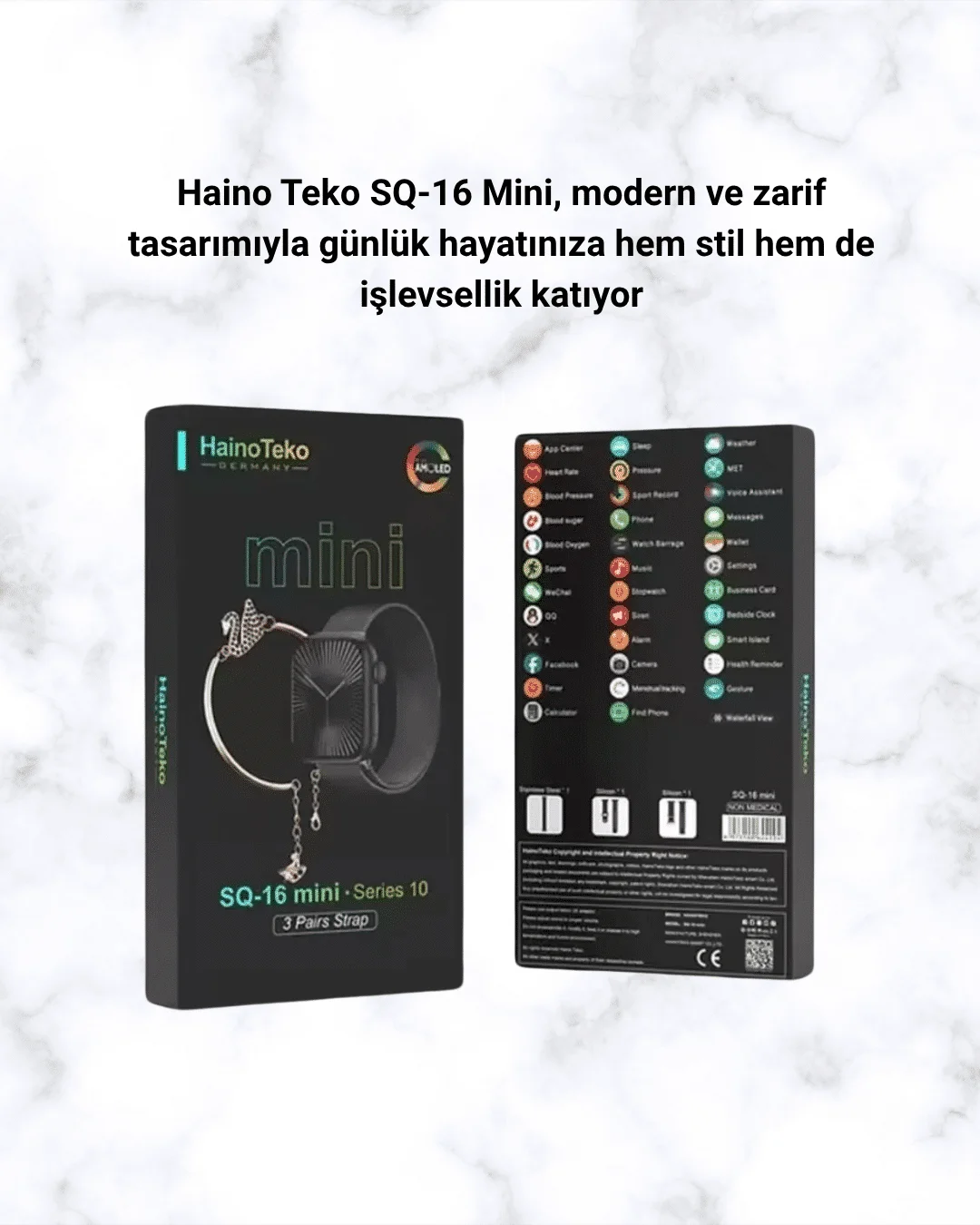 Mini Series 10 Akıllı Saat | 3 Kordon + Bileklik Hediyeli, Tüm Telefonlarla Uyumlu
