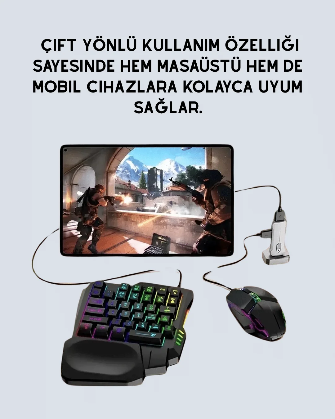 5in1 BT5.3 Mobil Oyun Kiti Klavye Mouse Dönüştürücü Seti