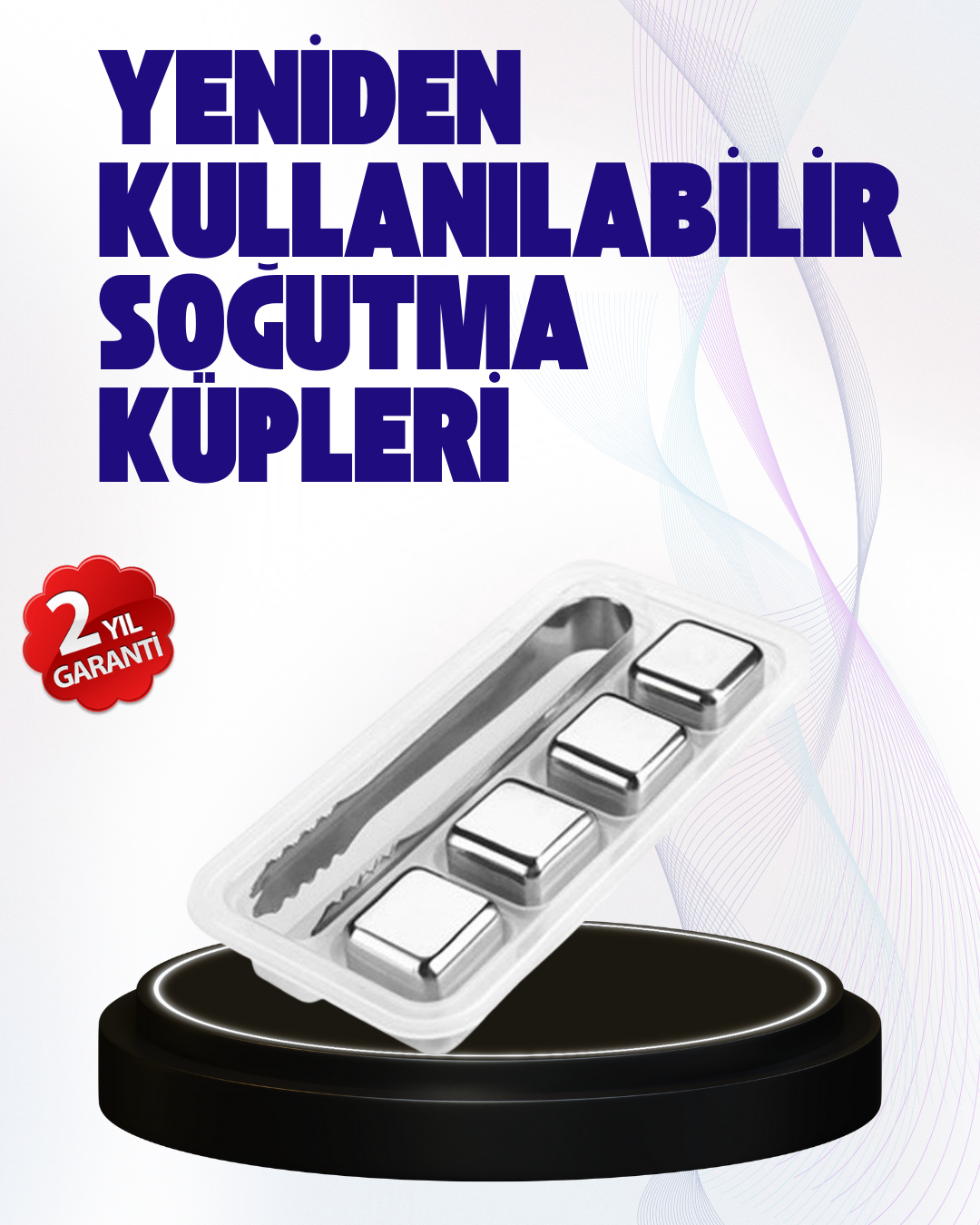 Paslanmaz Çelikten Üretilmiş Metal Buz Küpü Seti ve Buz Klipsi