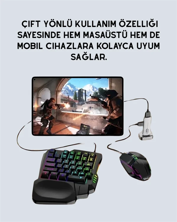 5in1 BT5.3 Mobil Oyun Kiti Klavye Mouse Dönüştürücü Seti