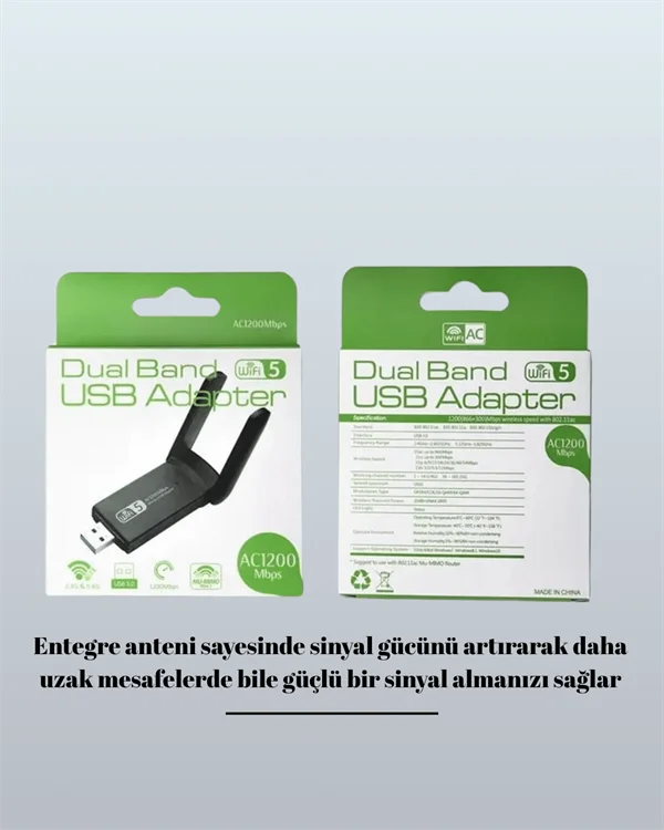 USB 3.0 Wireless Adaptör – 2.4GHz & 5GHz Destekli