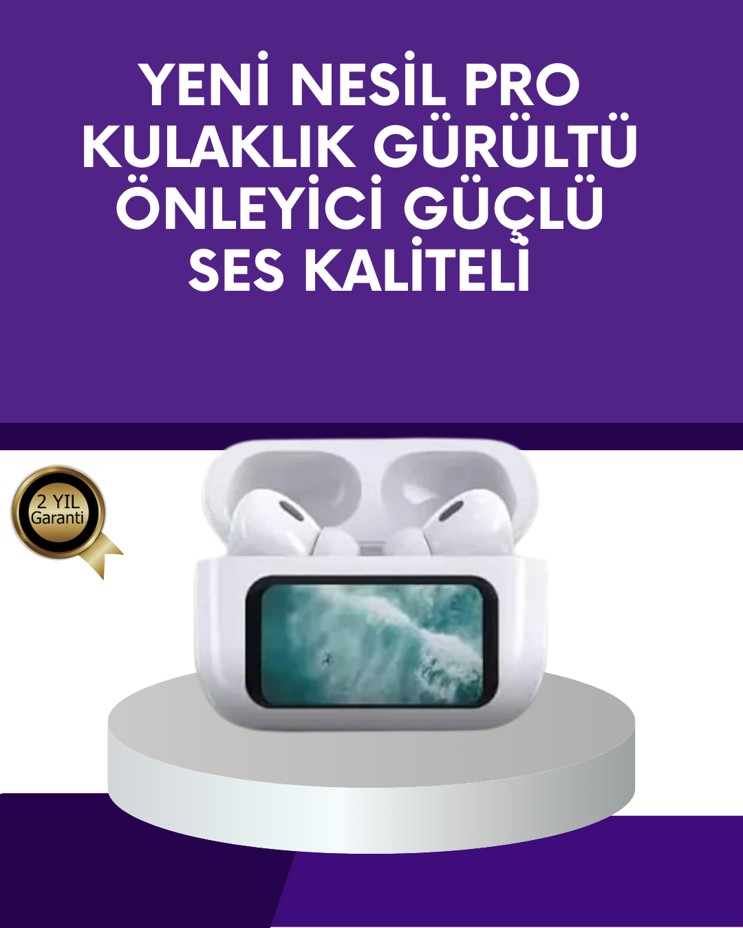 Dokunmatik Ekranlı Bluetooth Kulaklık ANC Gürültü Önleme Suya Dayanıklı