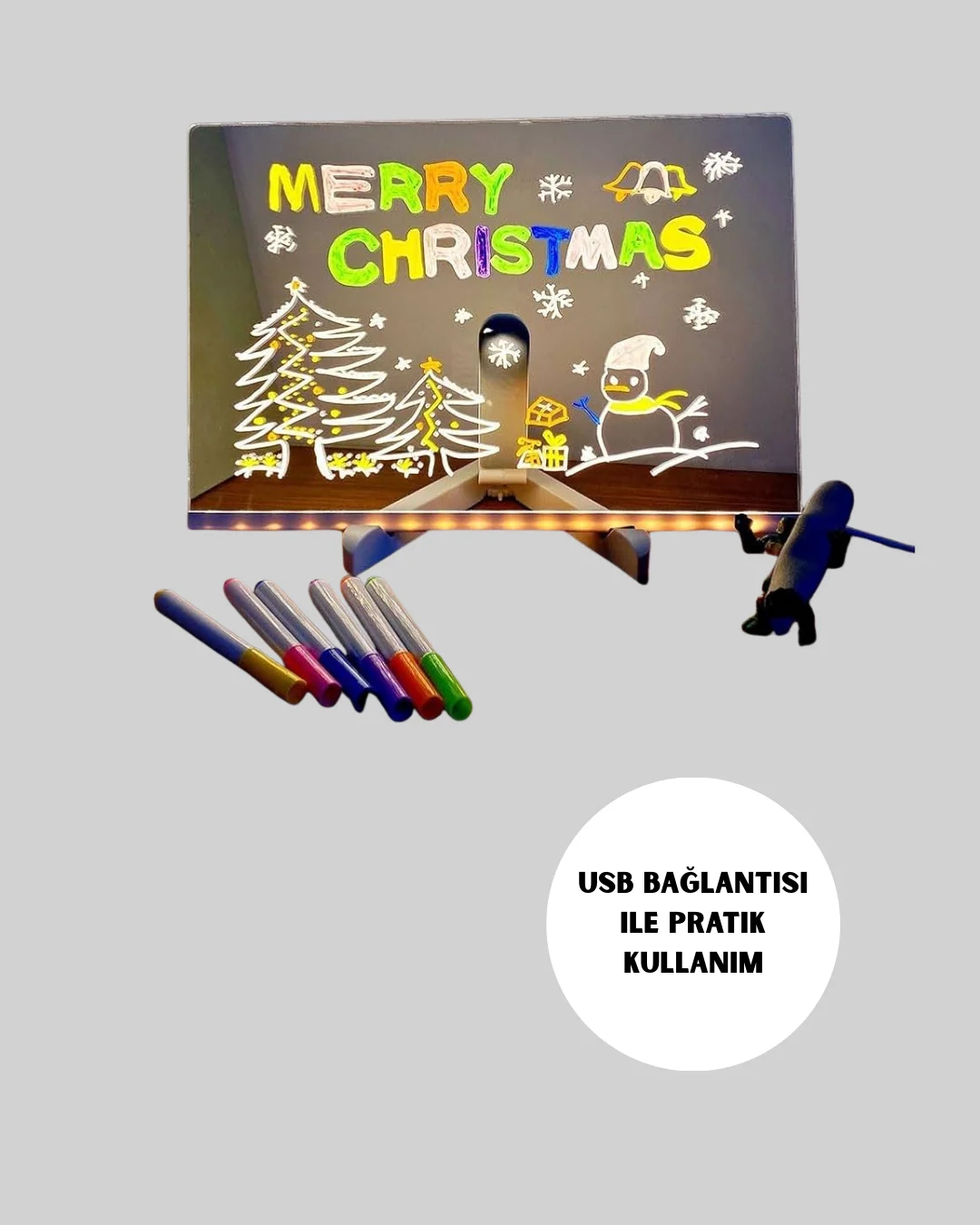 Silinebilir LED Mesaj Tahtası 7 Renkli Kalem Dahil