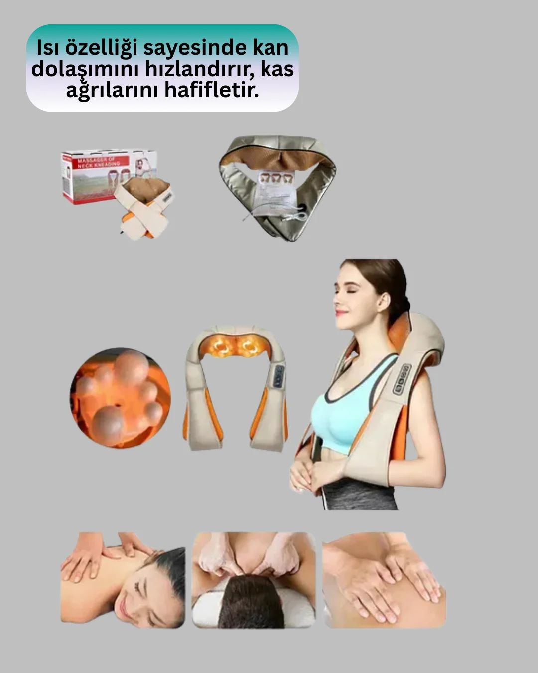 Ovmalı Isıtmalı Boyun Omuz Bel Masaj Aleti Kas ve Eklem Ağrılarına Etkili