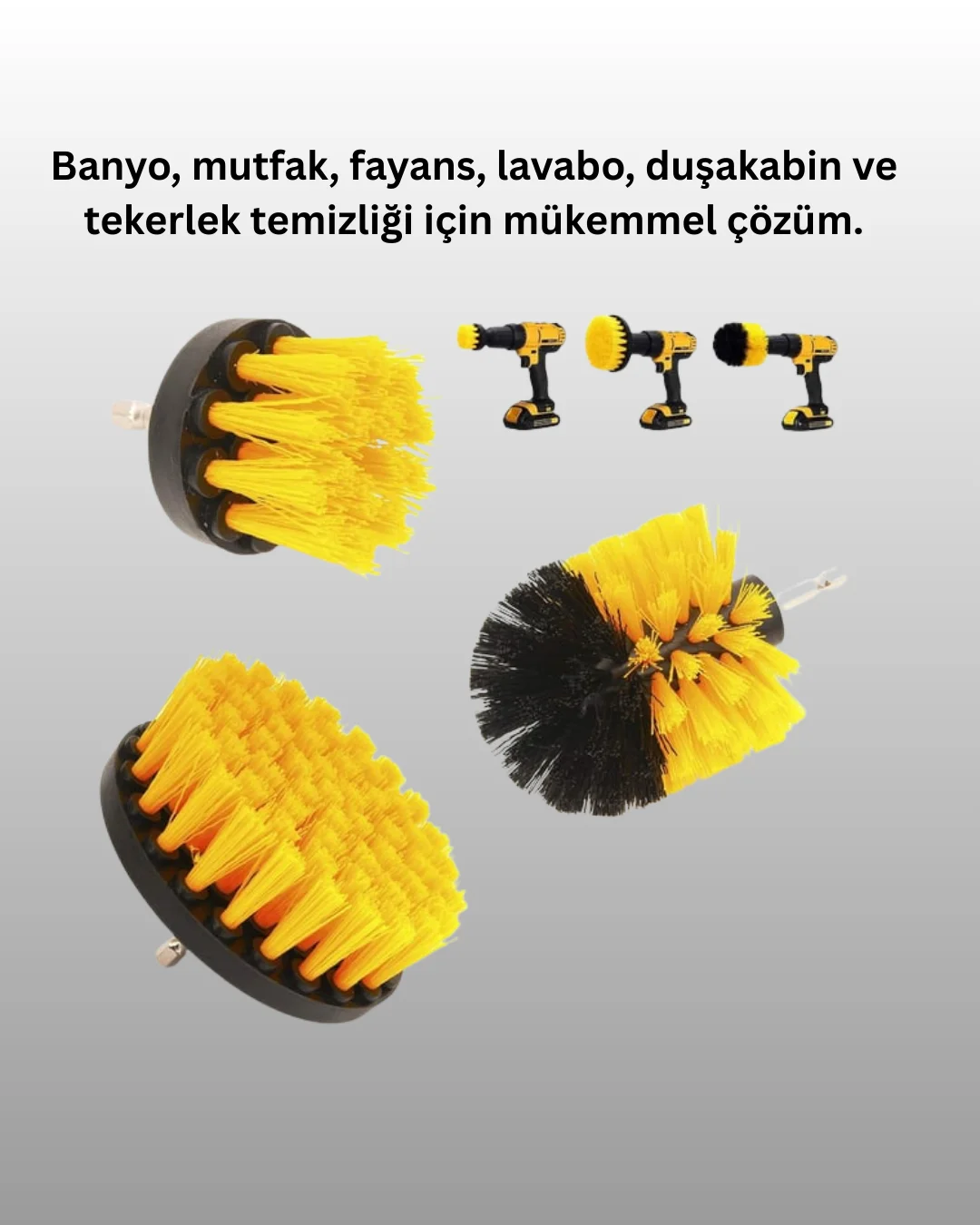 Matkap Uyumlu Temizlik Fırçası Seti 3’lü Çok Amaçlı