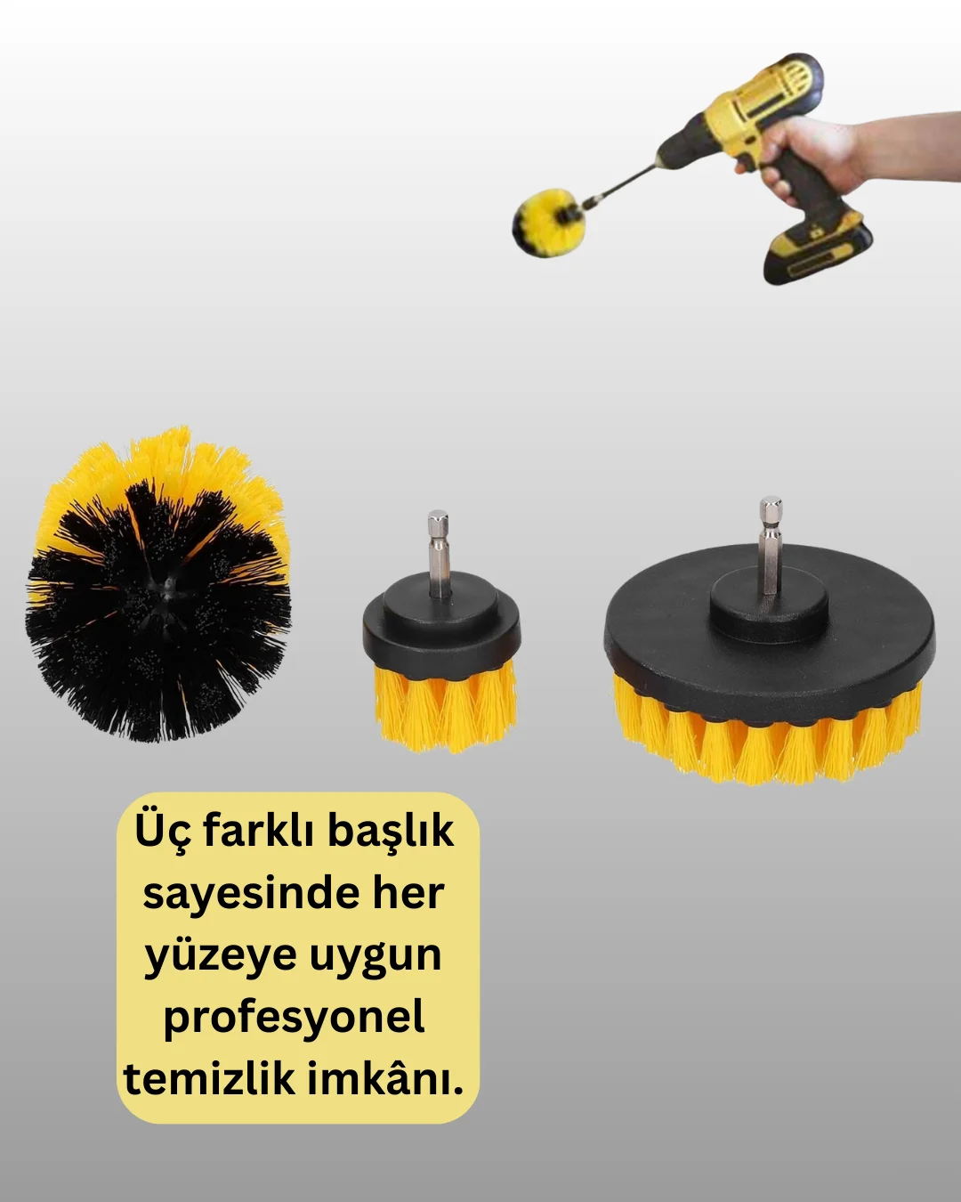 3 Parça Matkap Ucu Temizlik Fırçası Dayanıklı Naylon Kıllı